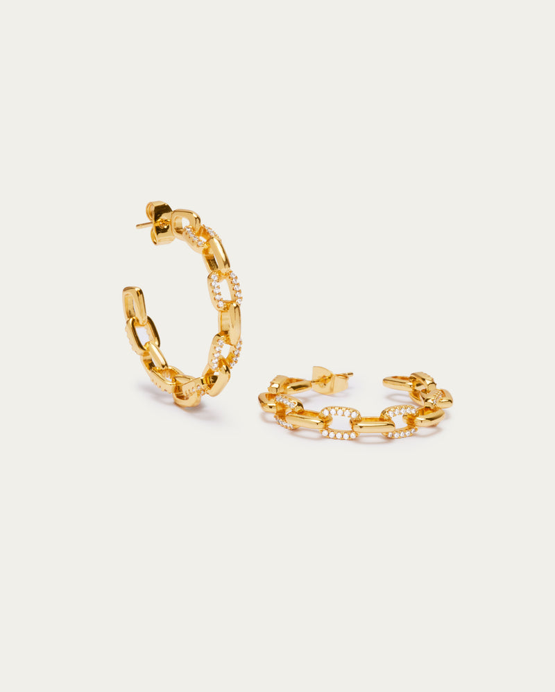 Diamond Link Hoop Earrings