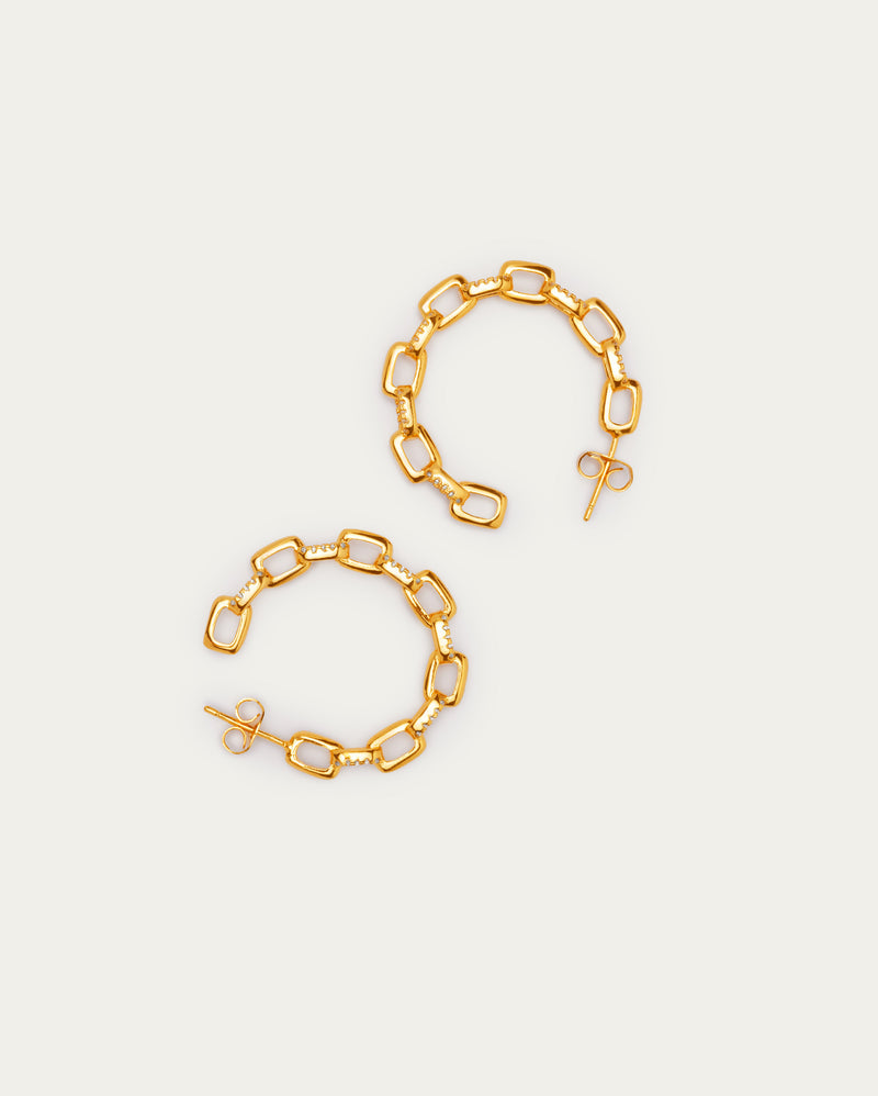 Diamond Link Hoop Earrings