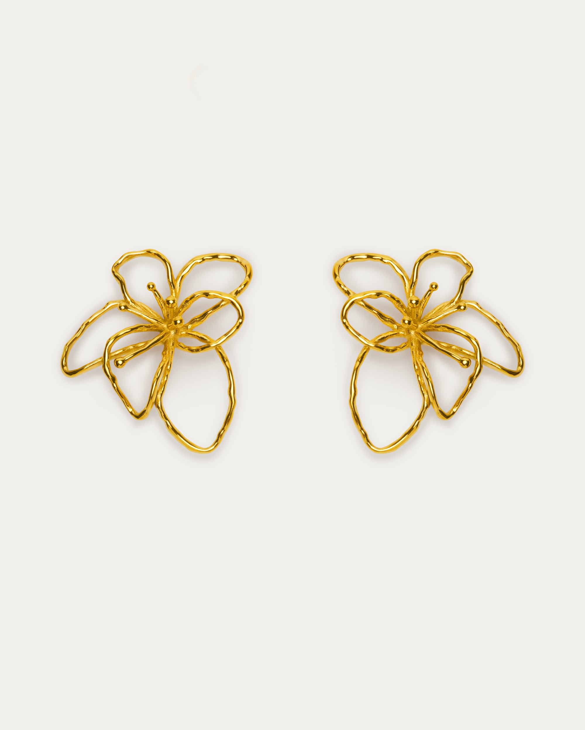 Molten Textured Wire Floral Stud Earrings