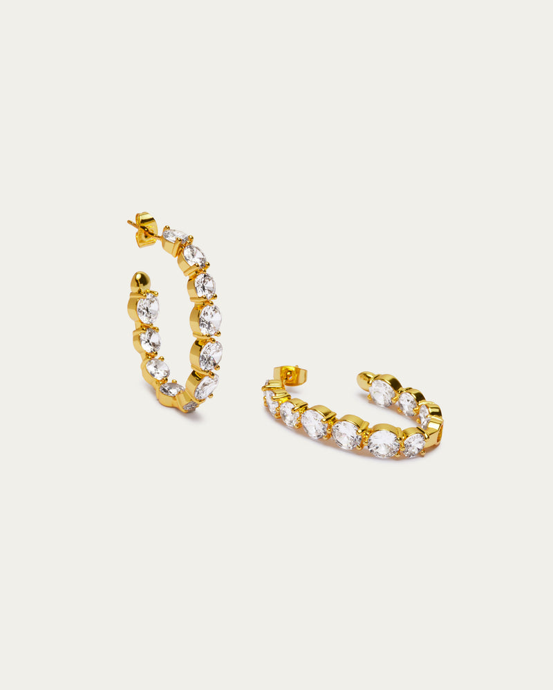 Oval Crystal Hoop Earrings