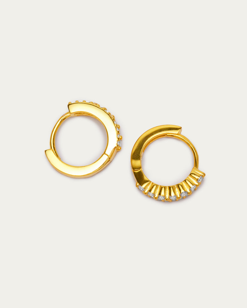 Double Row Irregular Diamond Hoop Earrings