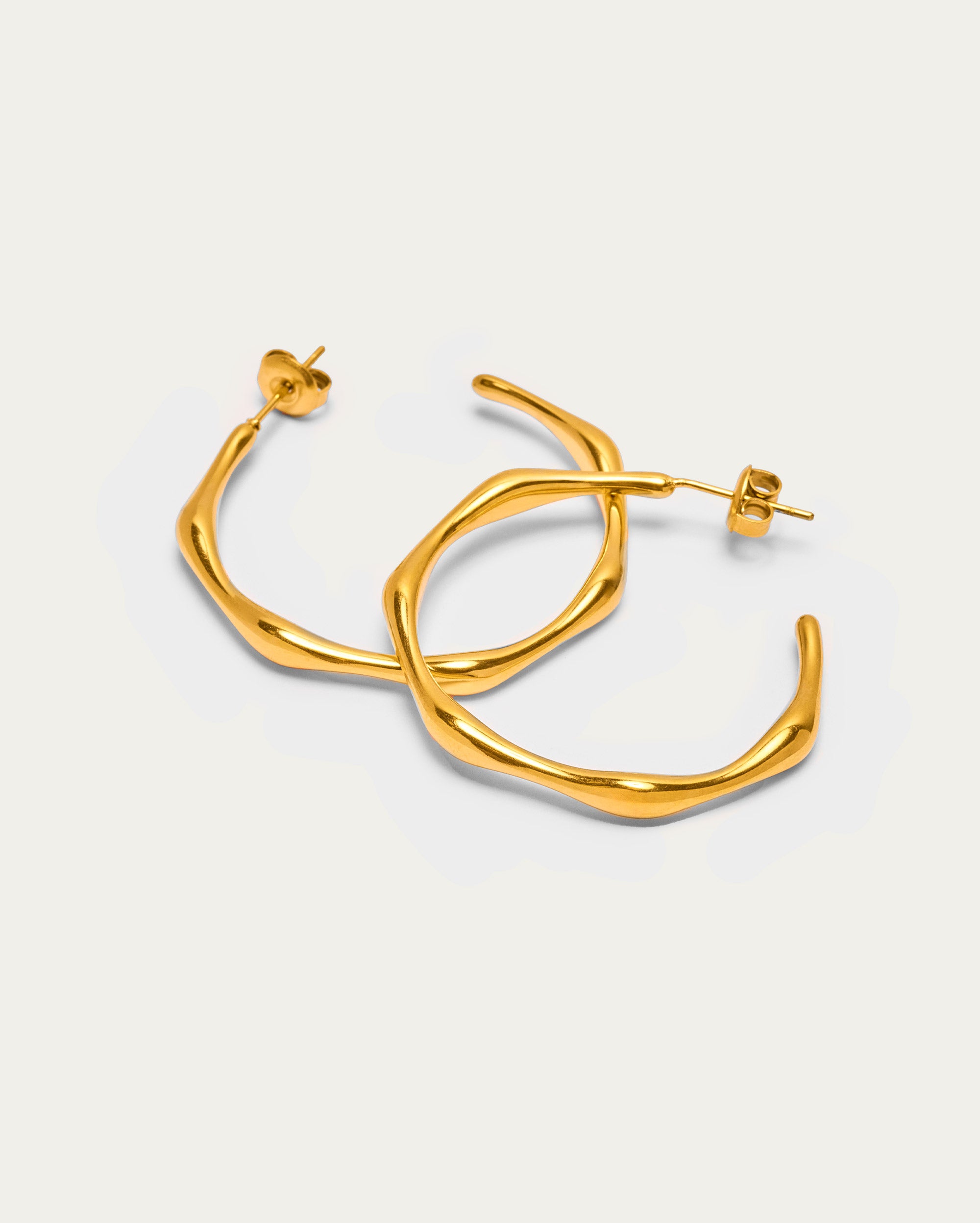 Organic Shape Gold Hoop Earrings