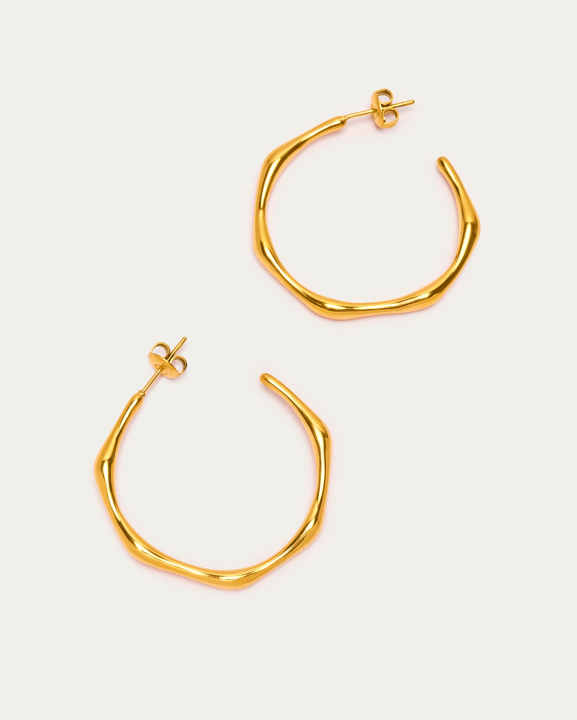Organic Shape Gold Hoop Earrings