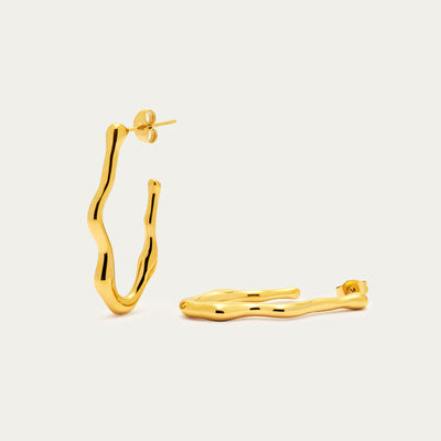 Wavy Oval Open Hoop Earrings