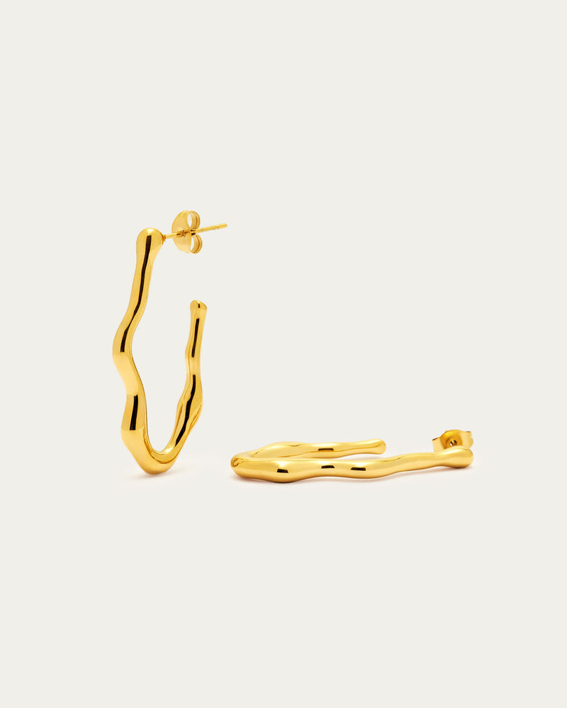 Wavy Oval Open Hoop Earrings