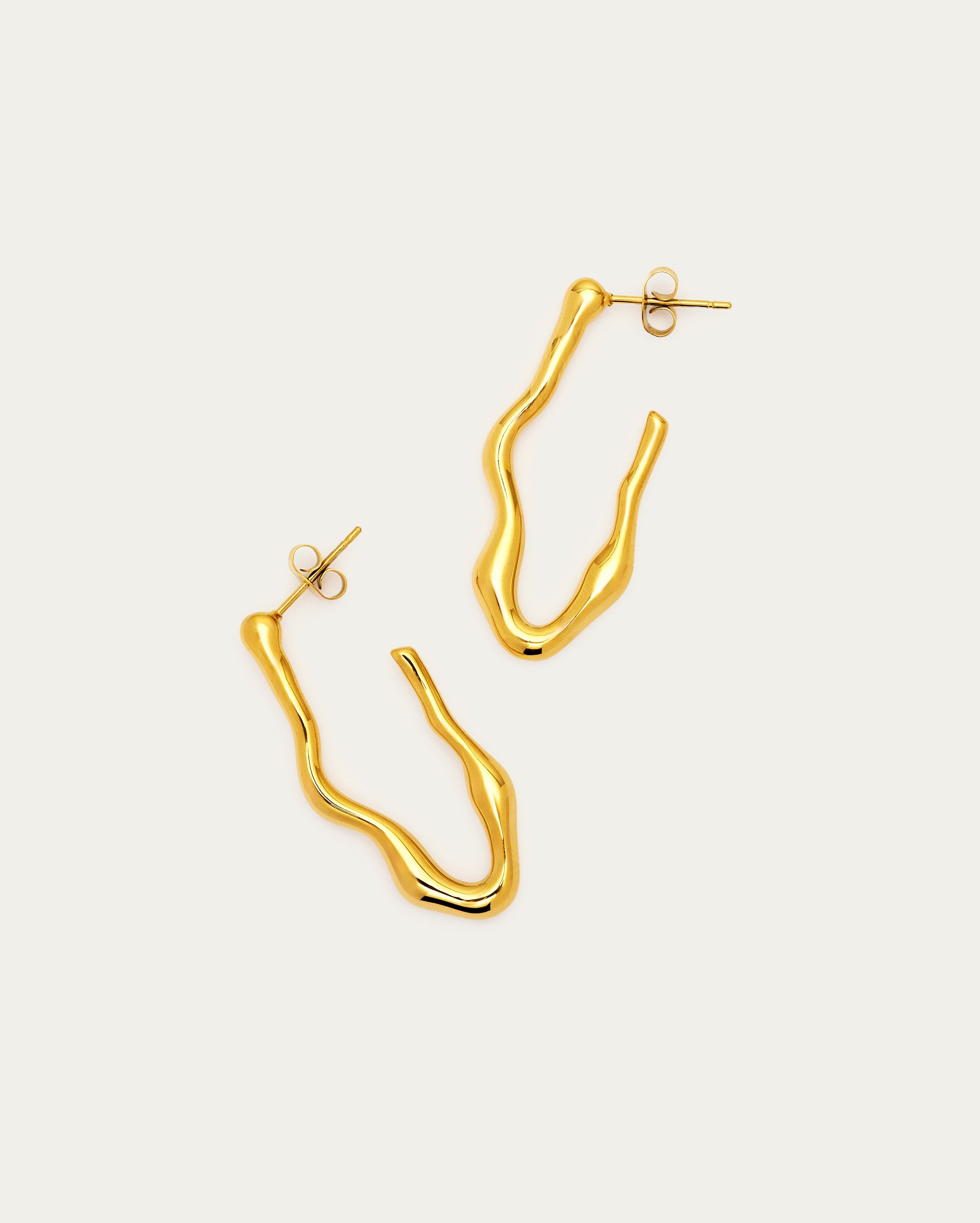 Wavy Oval Open Hoop Earrings