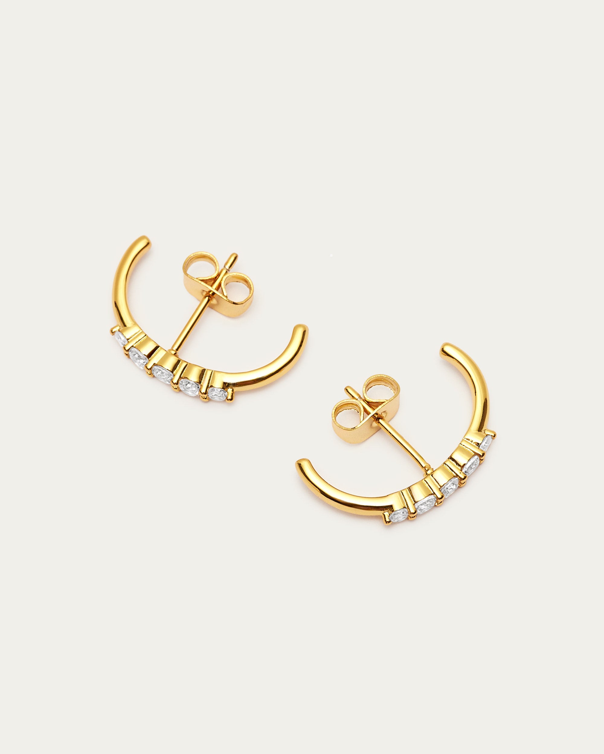 Arc Diamanté Half-Hoop Earrings