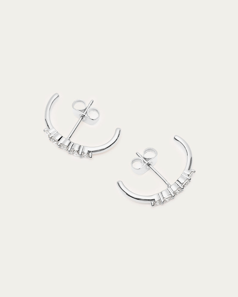 Arc Diamanté Half-Hoop Earrings