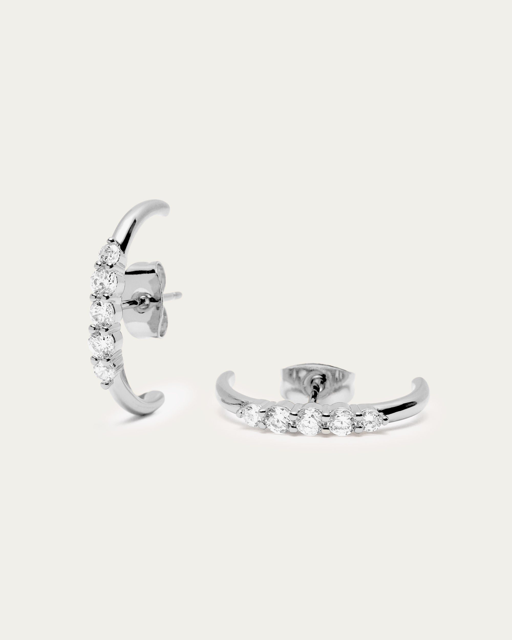 Arc Diamanté Half-Hoop Earrings