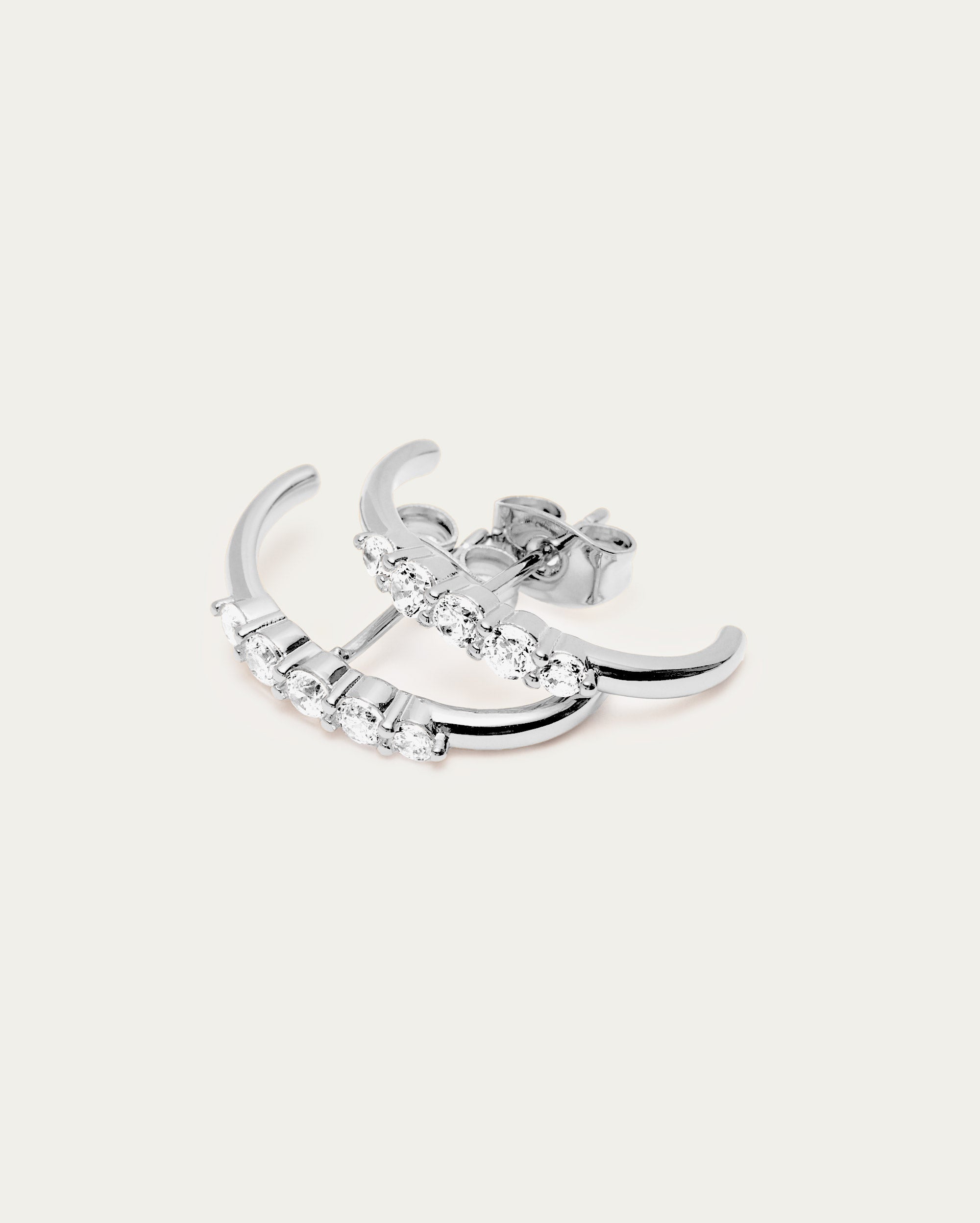 Arc Diamanté Half-Hoop Earrings