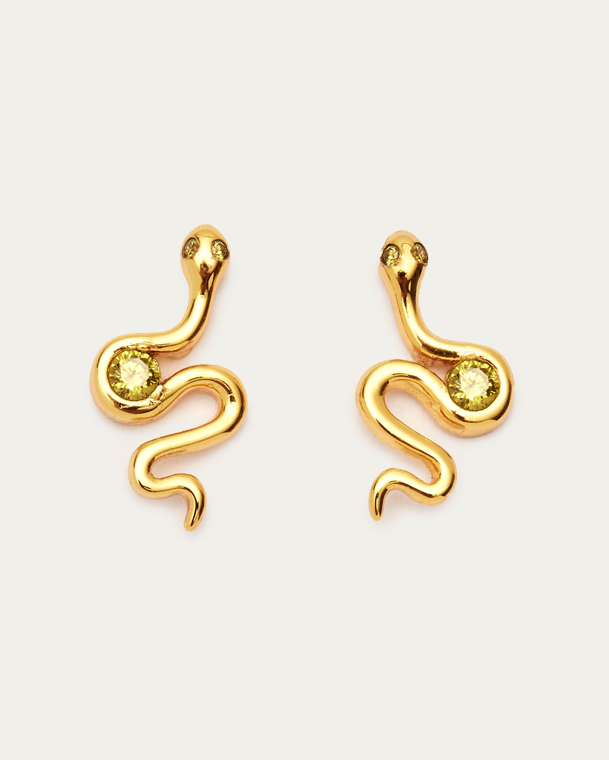 Serpent Stud Earrings - Peridot