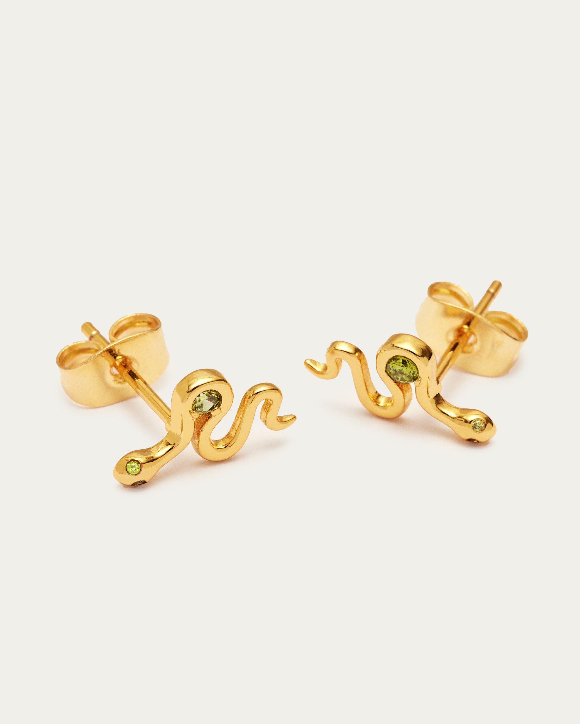 Serpent Stud Earrings - Peridot