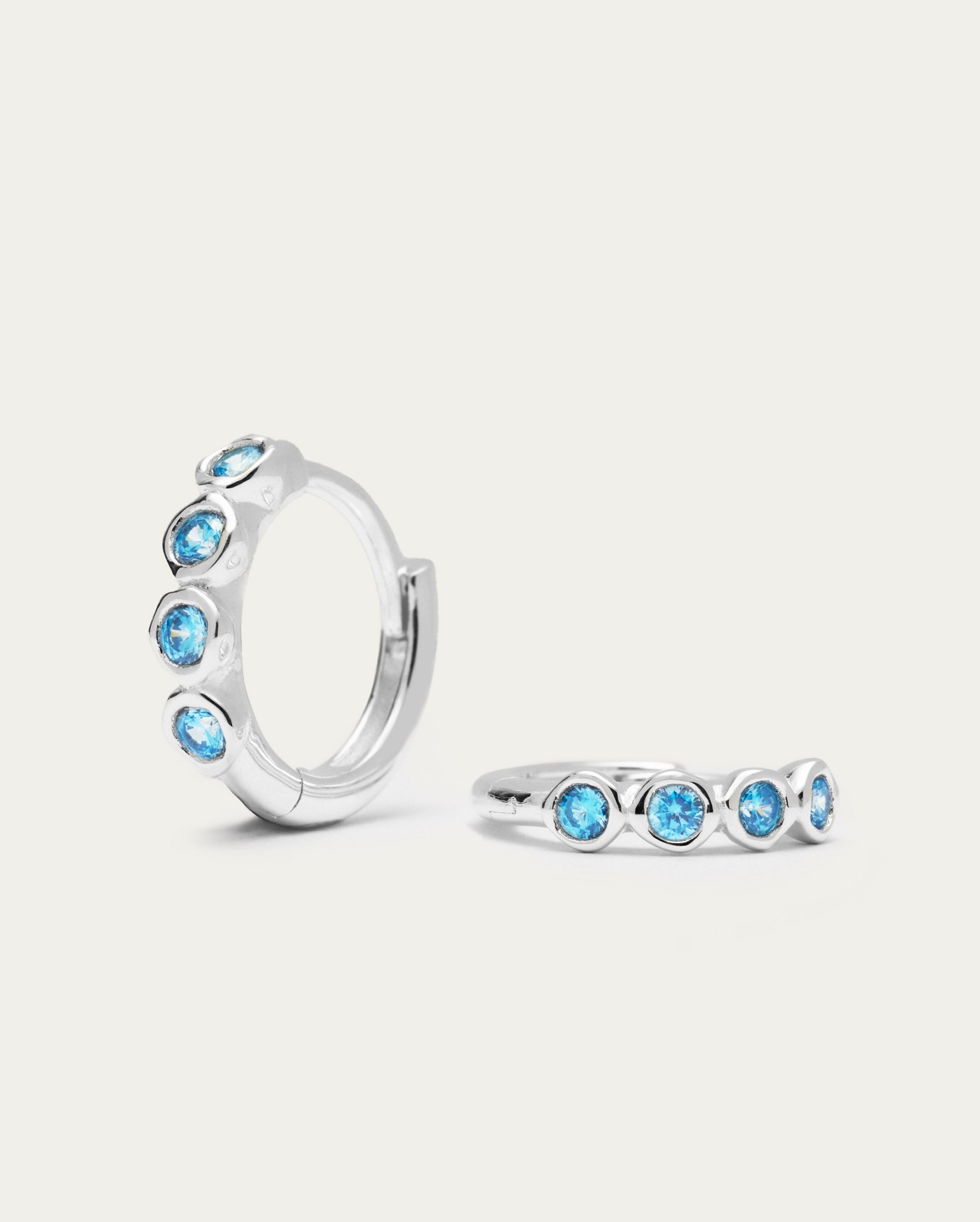 Silver Tennis Hoop Sterling  - Aquamarine
