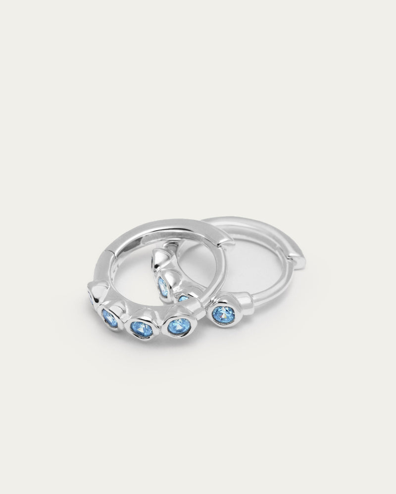 Silver Tennis Hoop Sterling  - Aquamarine