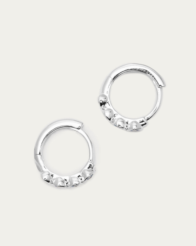 Silver Tennis Hoop Sterling  - Aquamarine