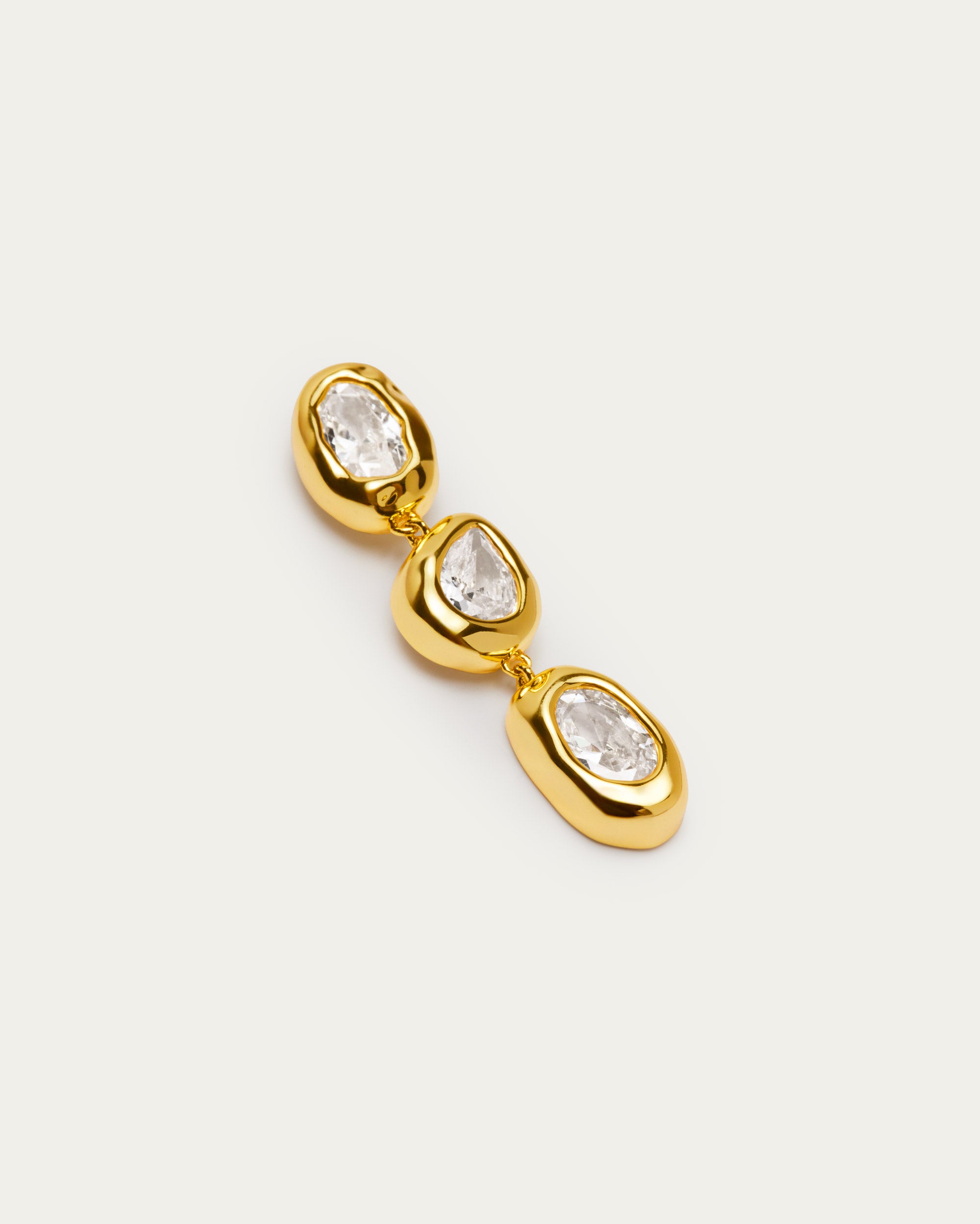Gold Organic Clear Crystal Dangle Earrings