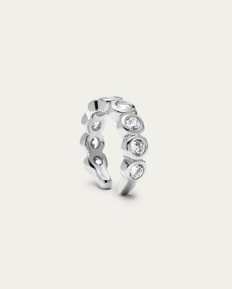 Tennis Hoop Cuff - Silver