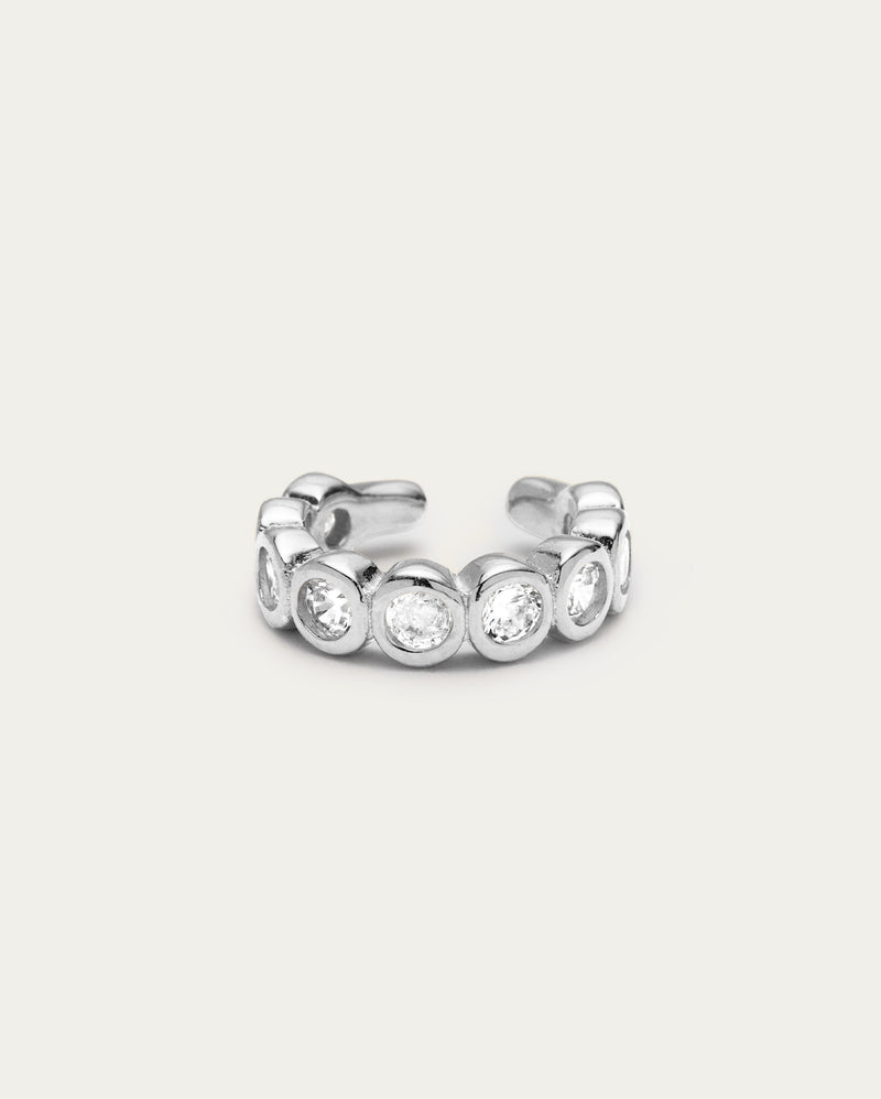 Tennis Hoop Cuff - Silver