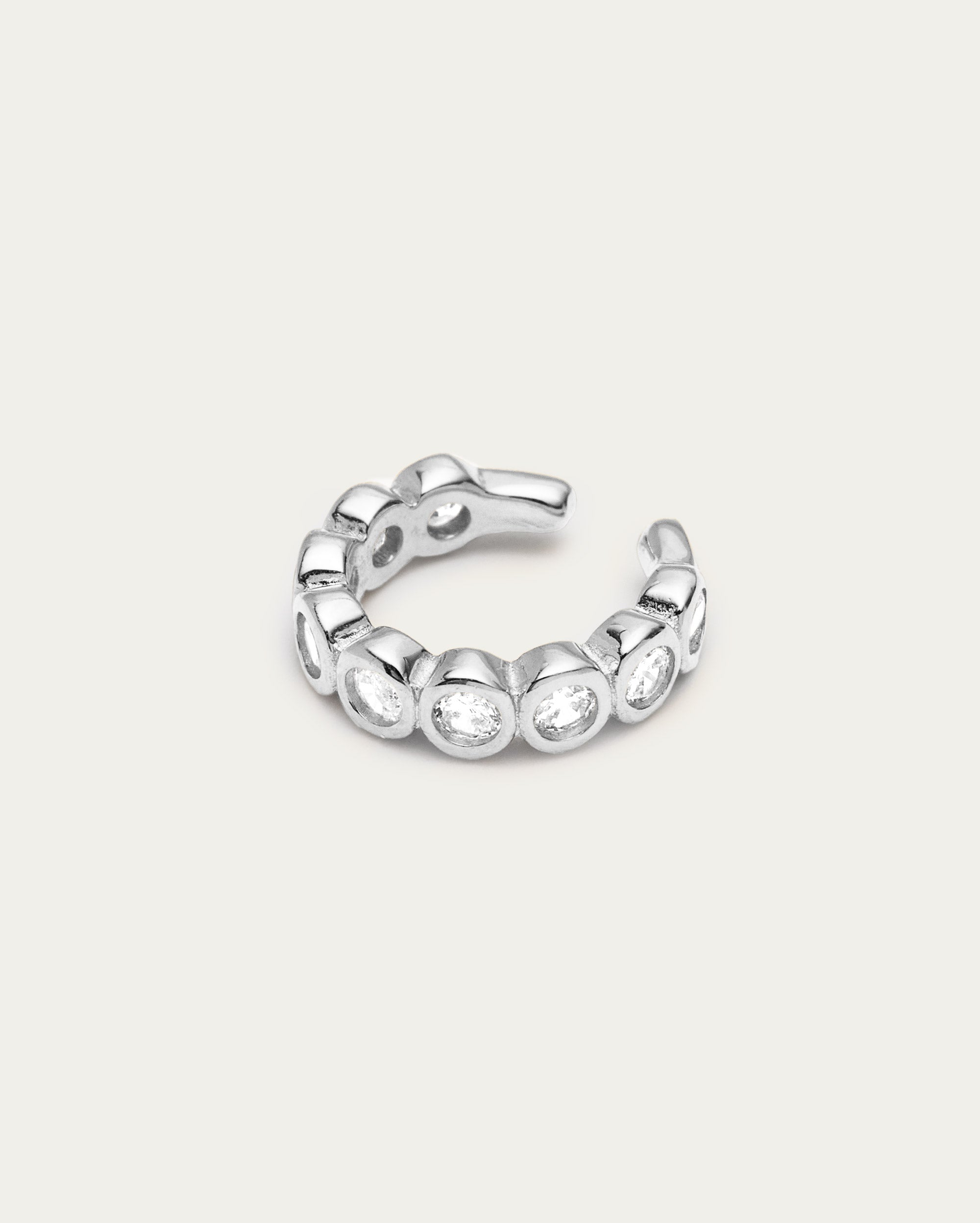 Tennis Hoop Cuff - Silver