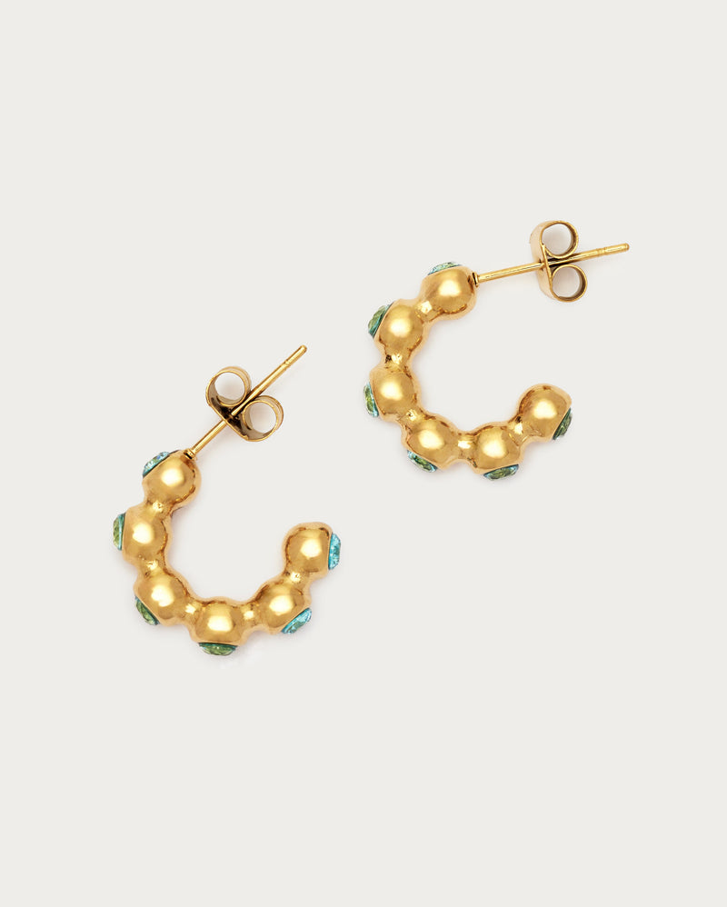 Small Tennis Hoop Earrings - Aquamarine