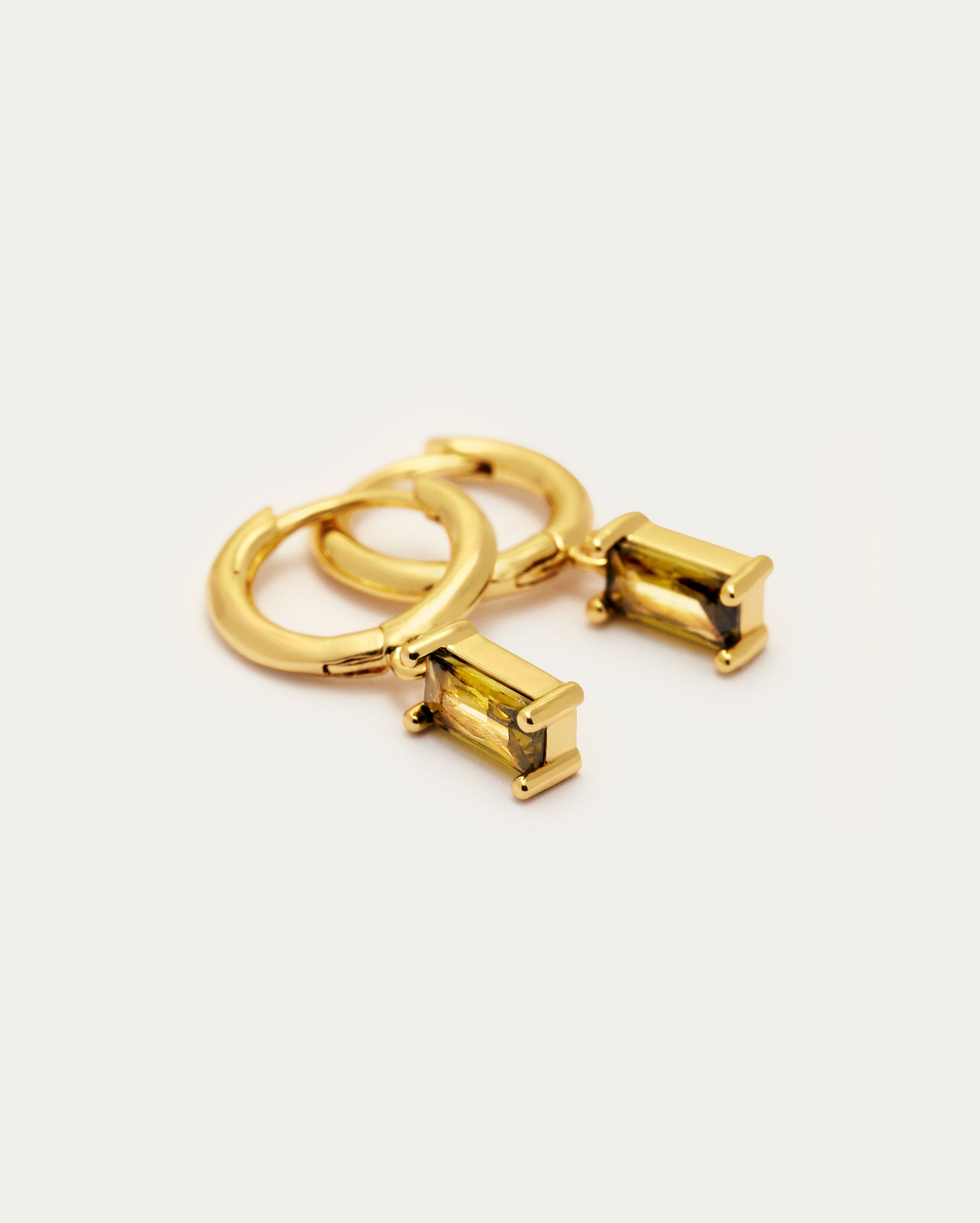Baguette Hoop Earrings - Peridot