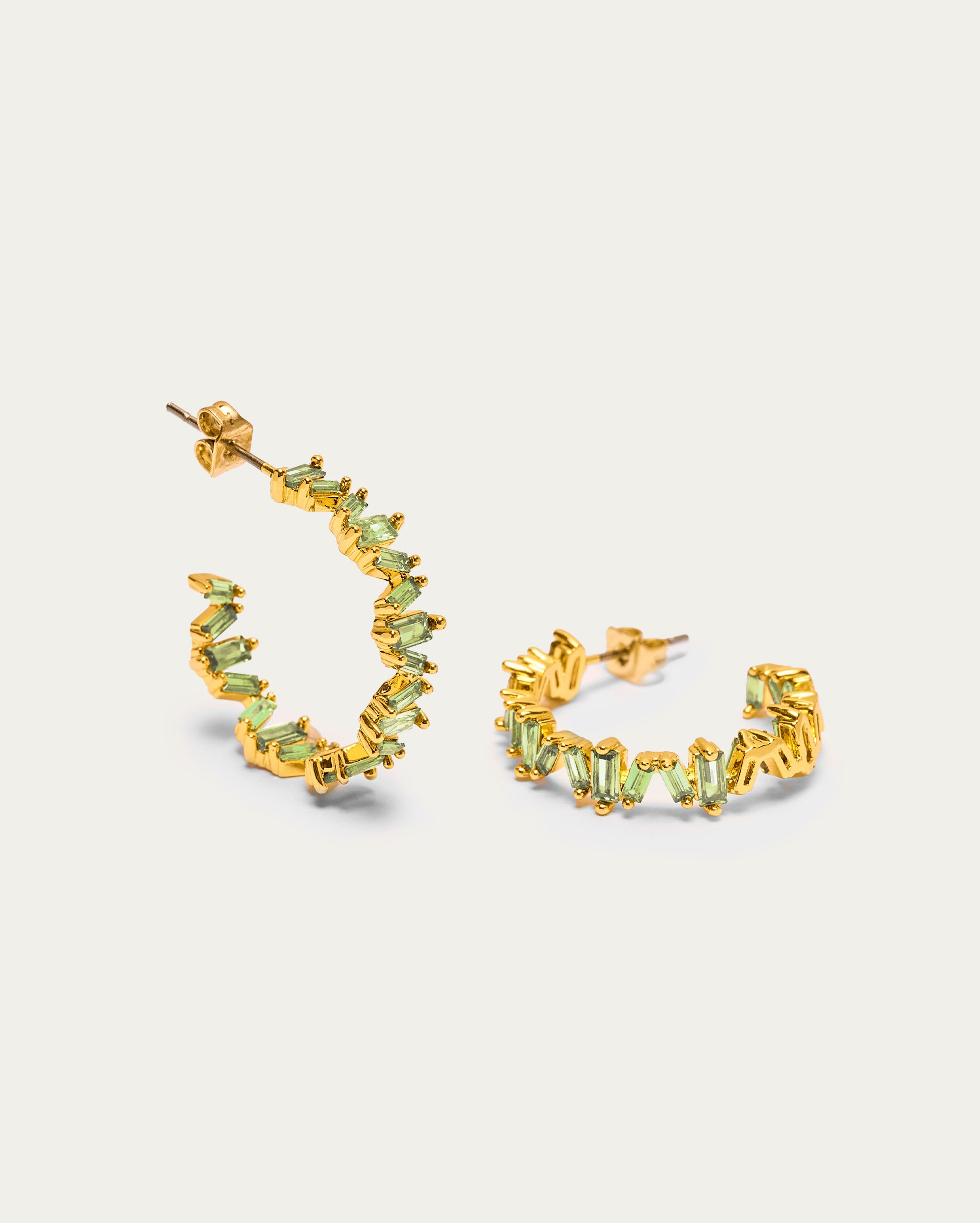 Peridot Baguette Hoop Earrings