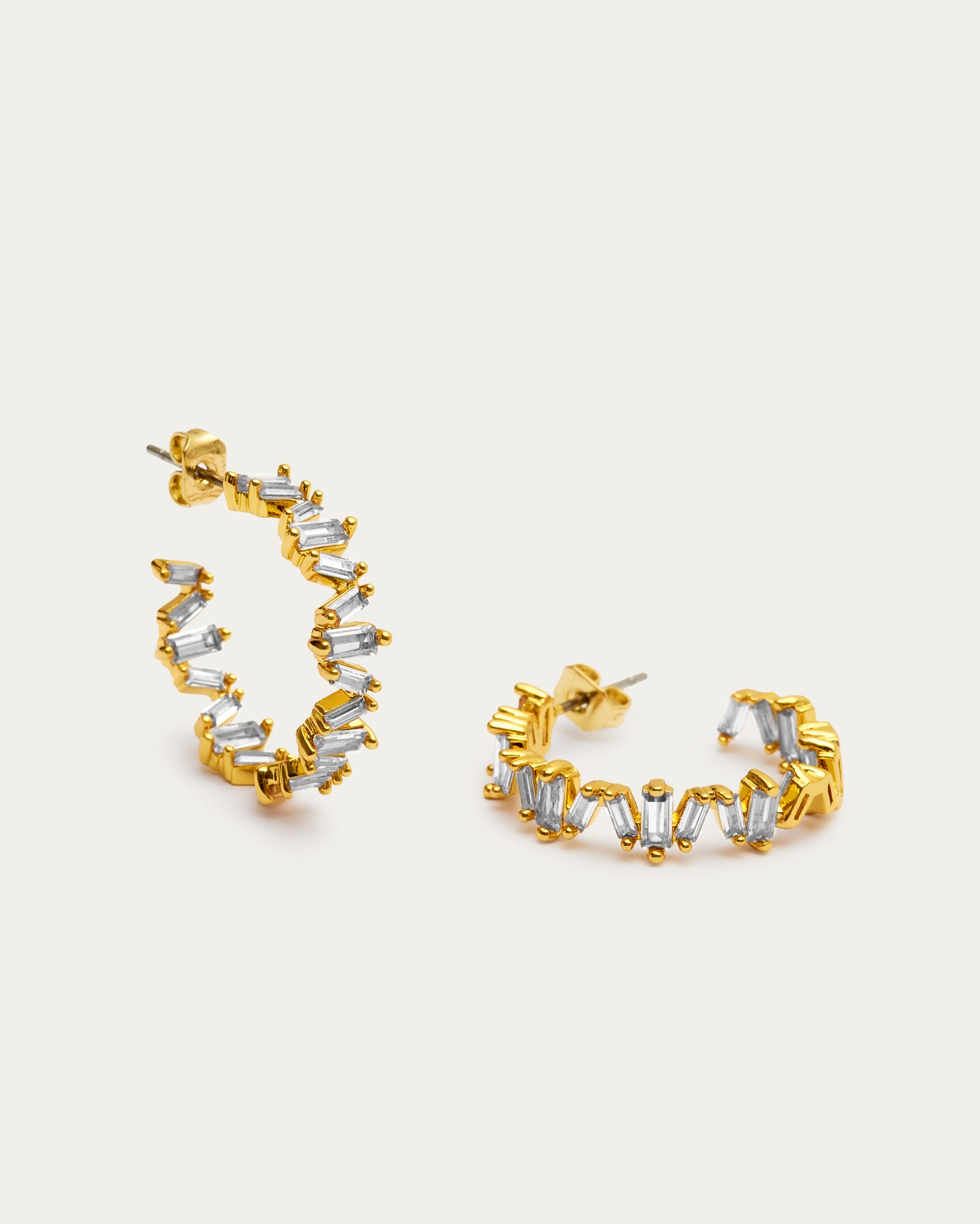 Baguette Crystal Hoop Earrings