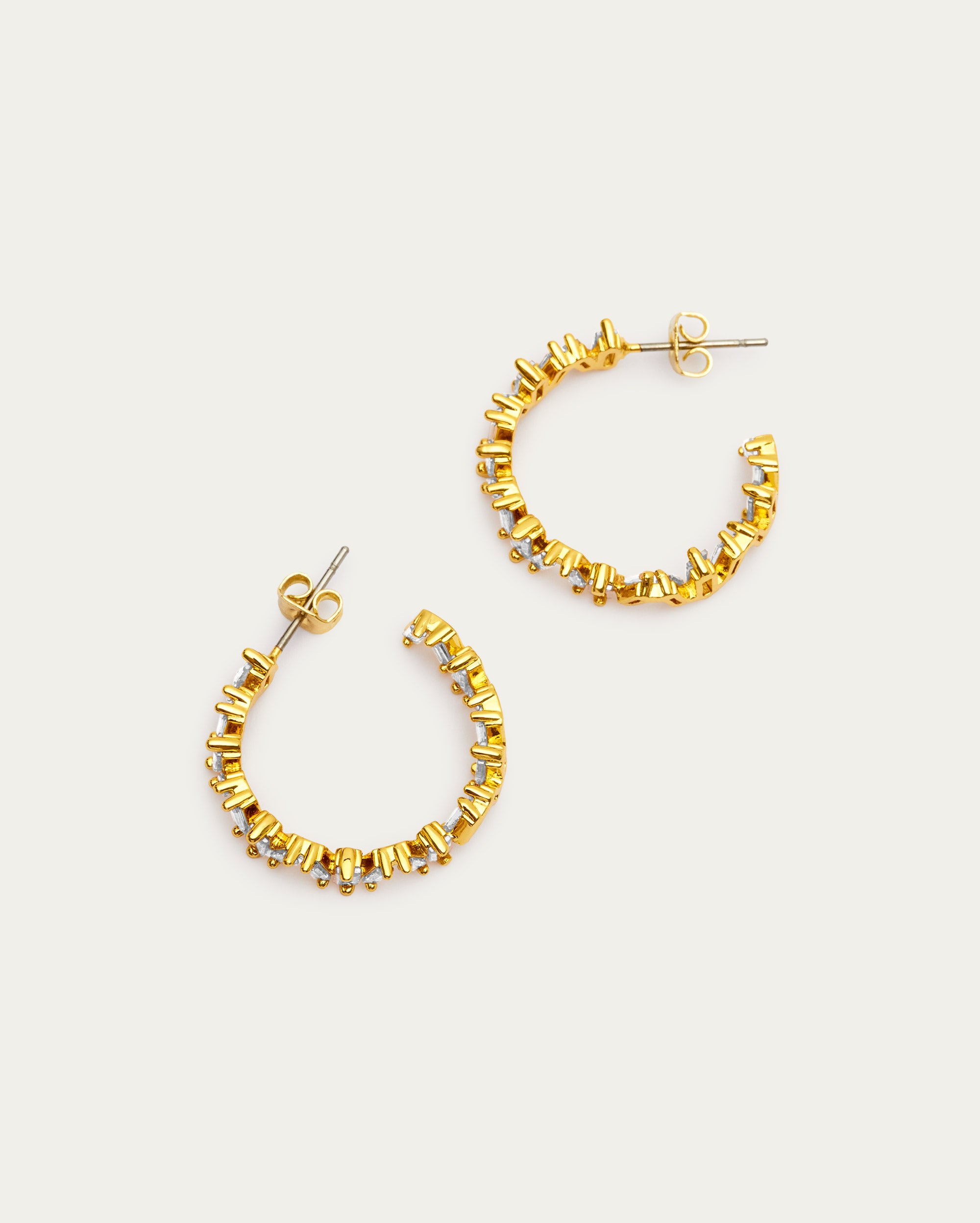 Baguette Crystal Hoop Earrings