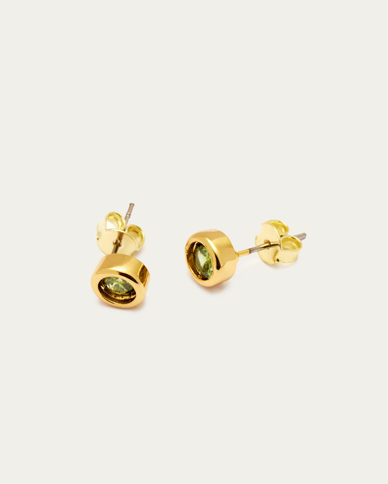 Peridot Bezel Studs