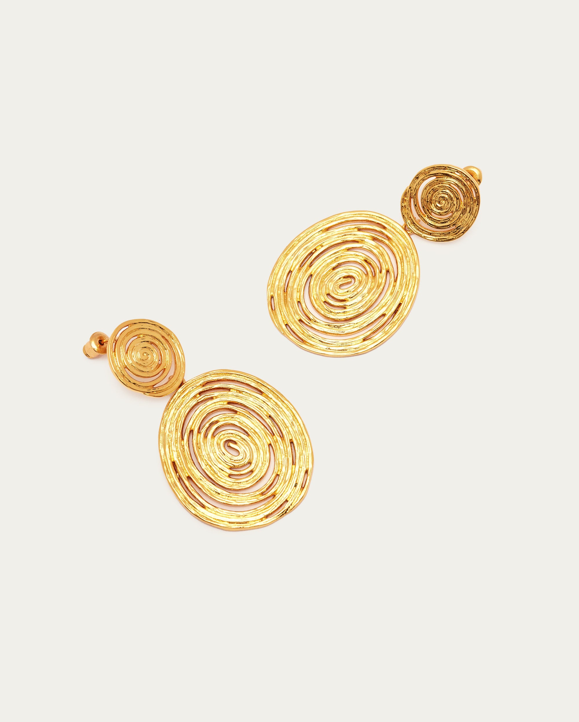 Gold Abstract Spiral Drop Earrings