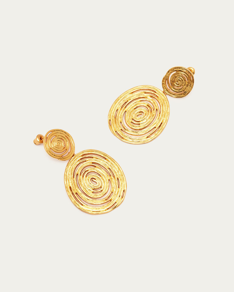 Gold Abstract Spiral Drop Earrings
