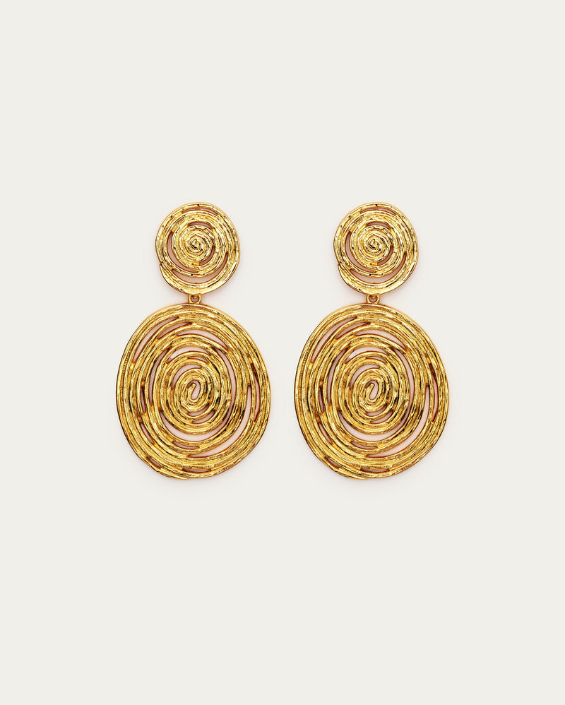 Gold Abstract Spiral Drop Earrings