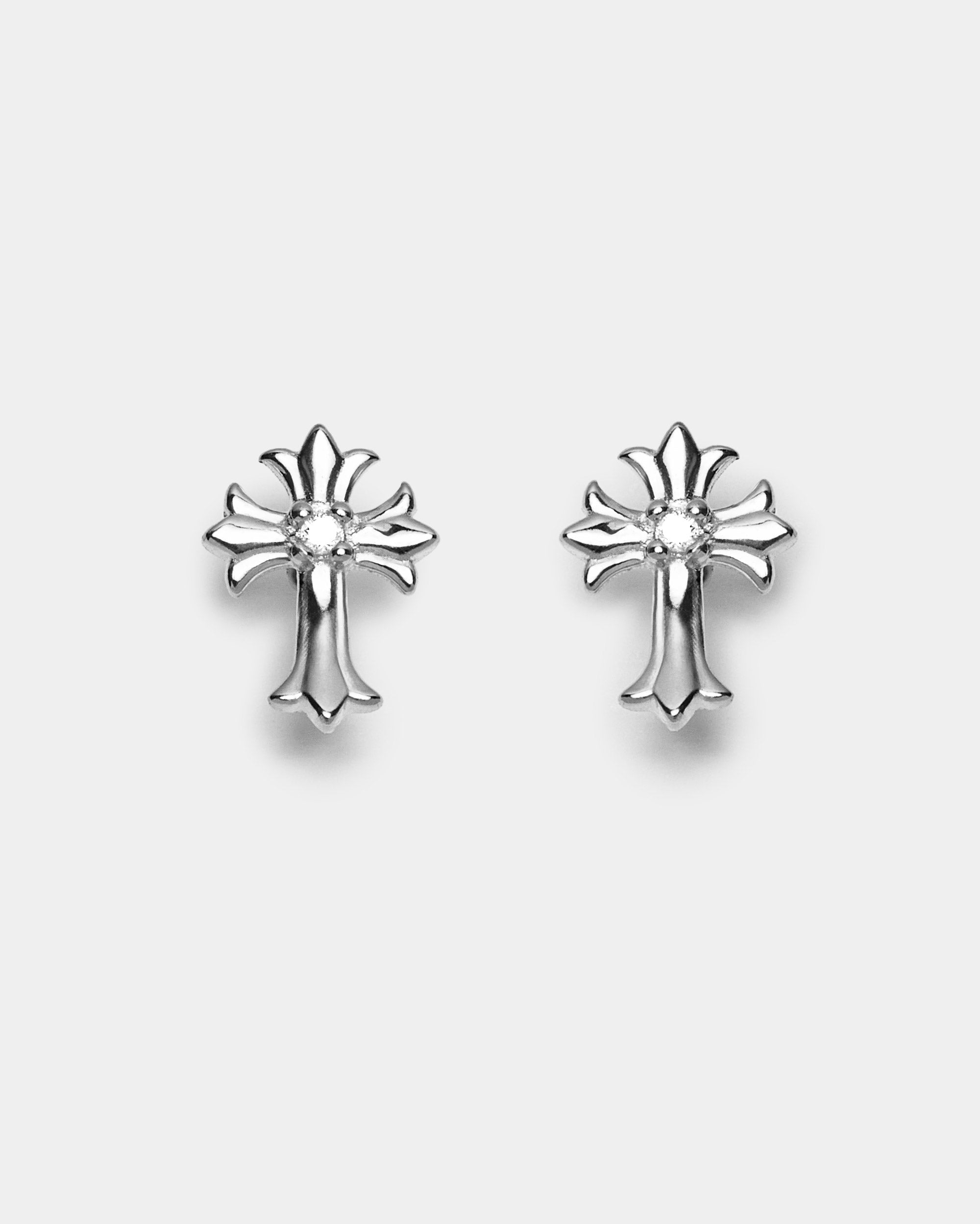 Sterling Silver Gothic Cross Stud Earrings
