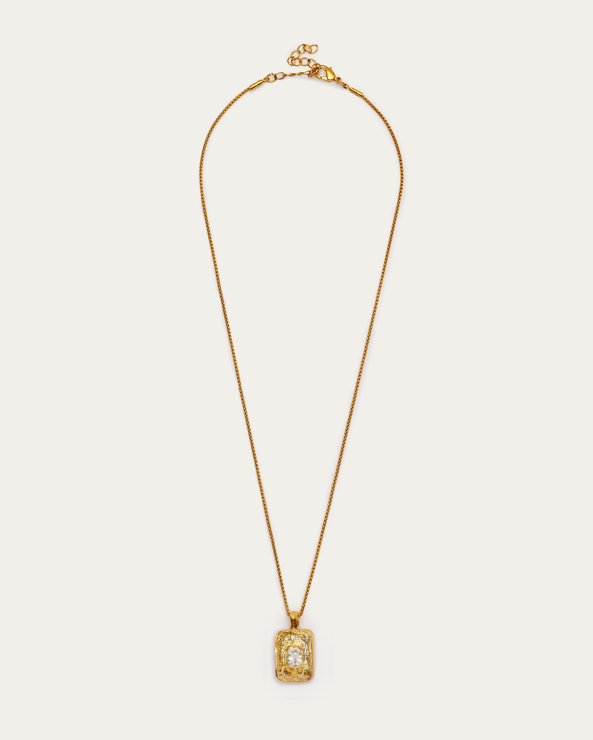 Textured Gold-Tone Rectangle Pendant Necklace