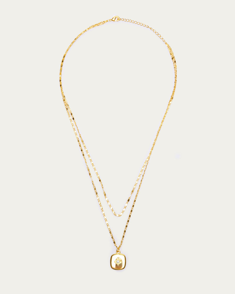 Double Layer Starburst Pendant Necklace