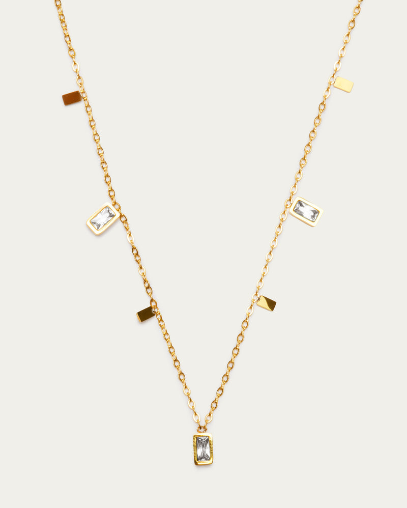 Gold Charm Drop Necklace