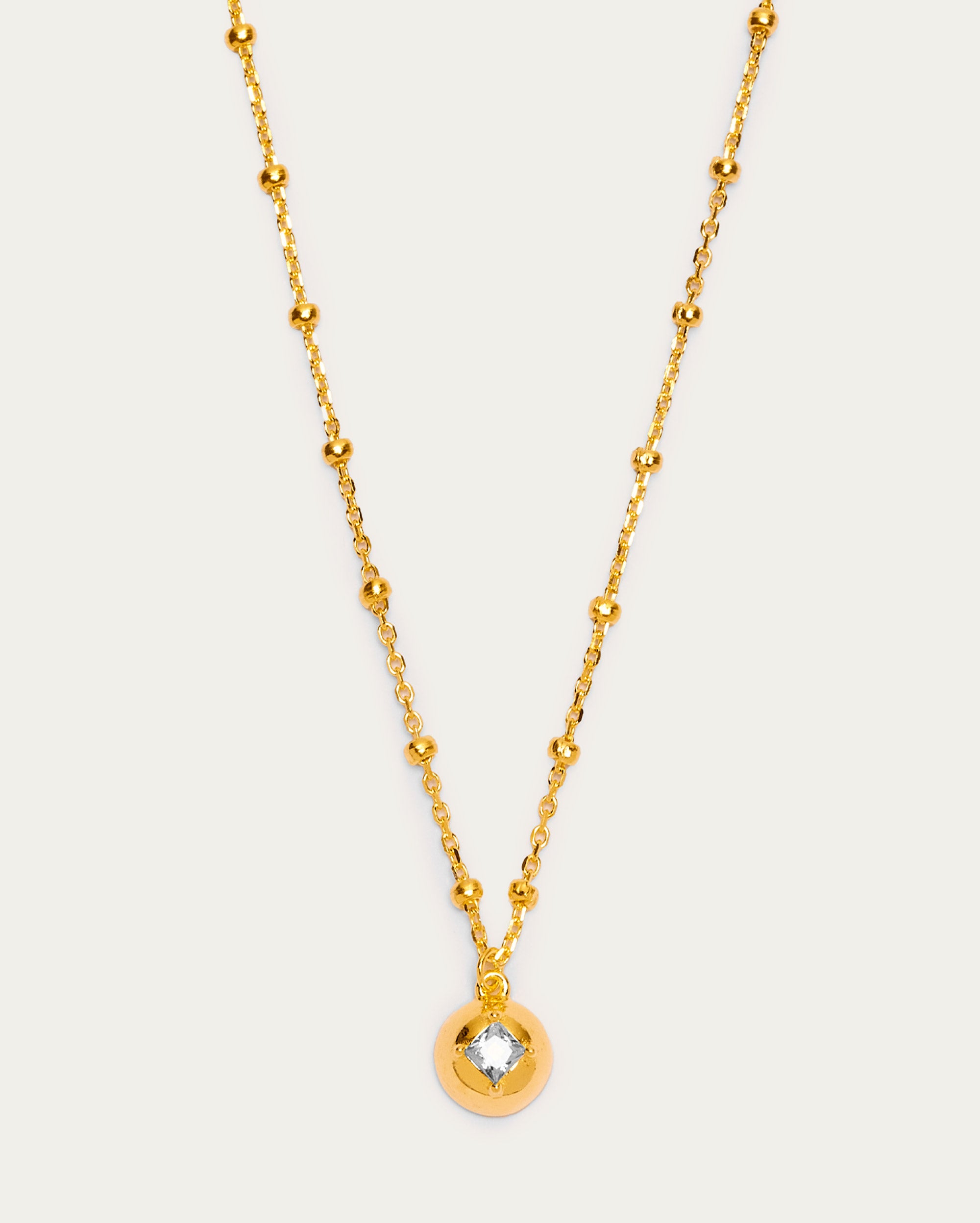 Sterling Silver Beaded Disc Pendant Necklace