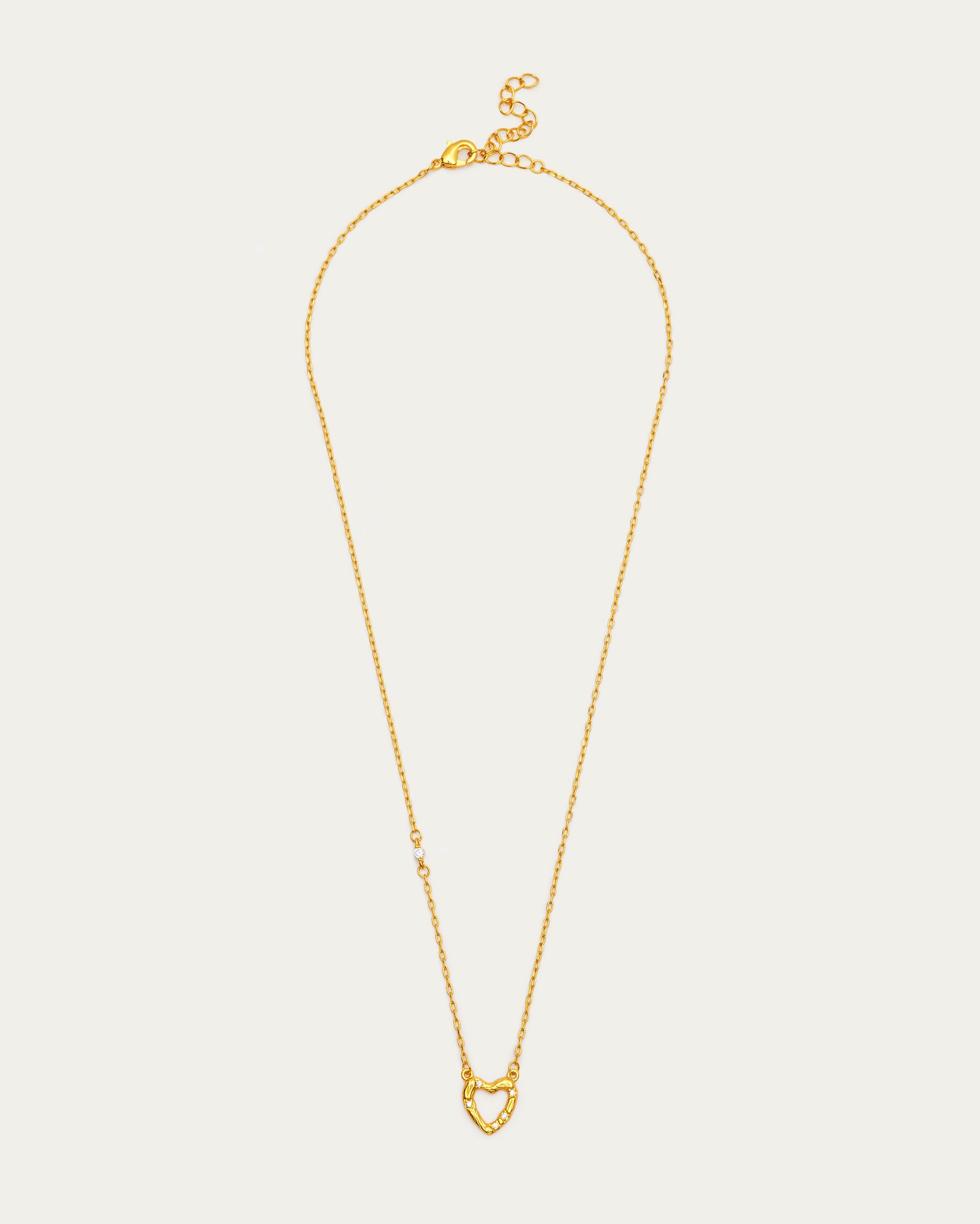 Textured Golden Heart Pendant Necklace