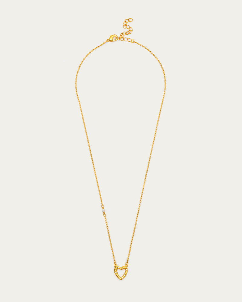 Textured Golden Heart Pendant Necklace