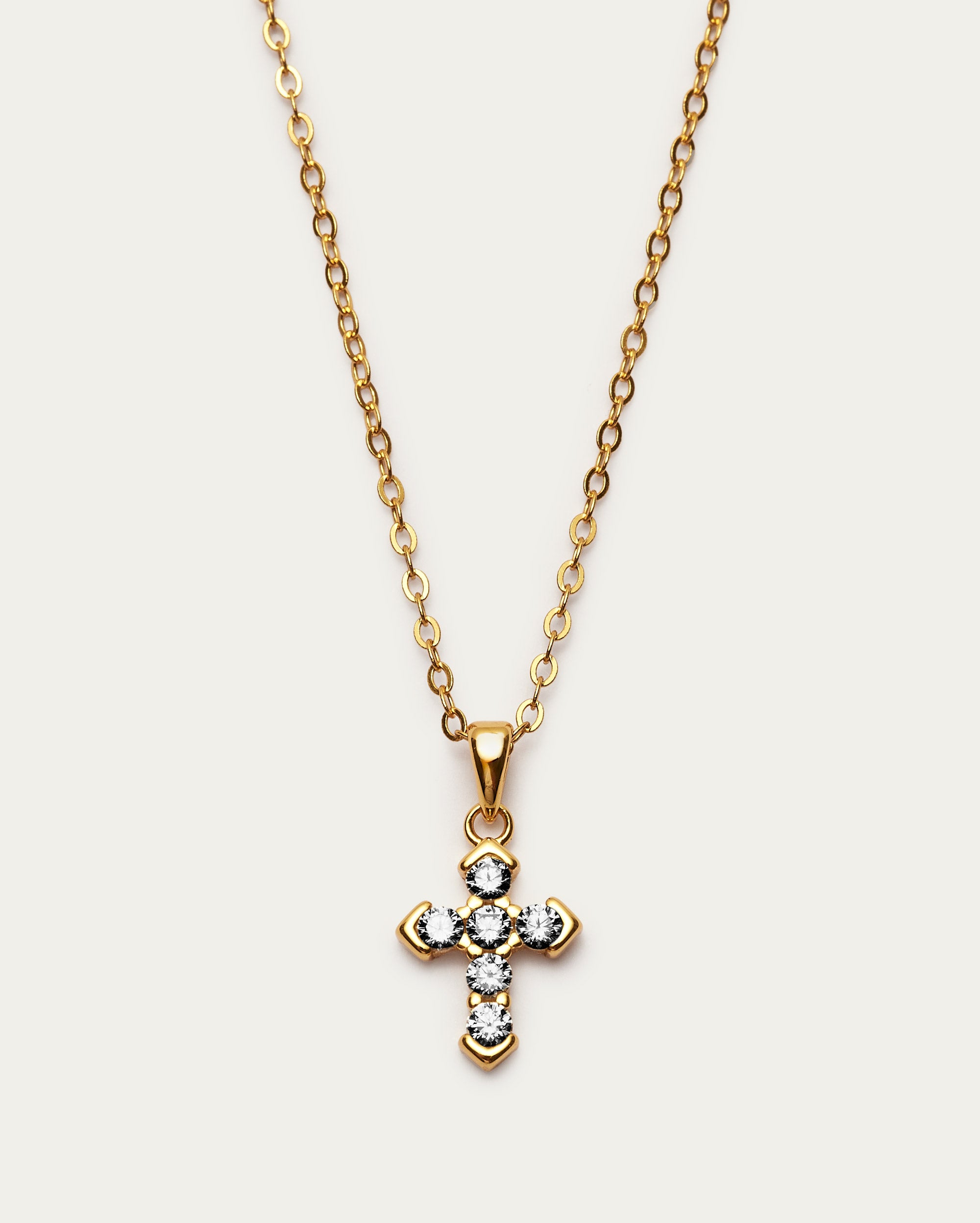 Gold Cross Pendant Sterling Silver Necklace