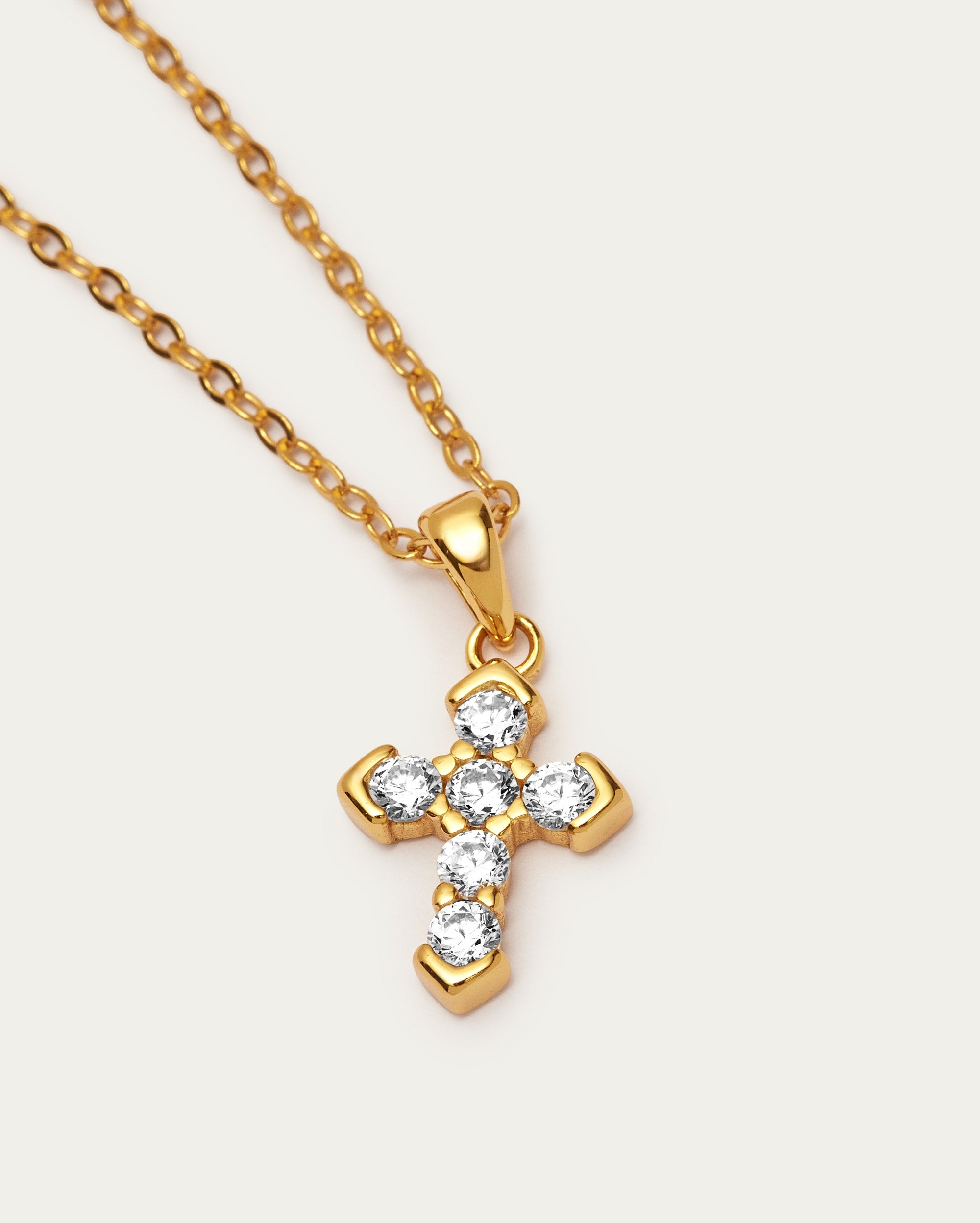Gold Cross Pendant Sterling Silver Necklace