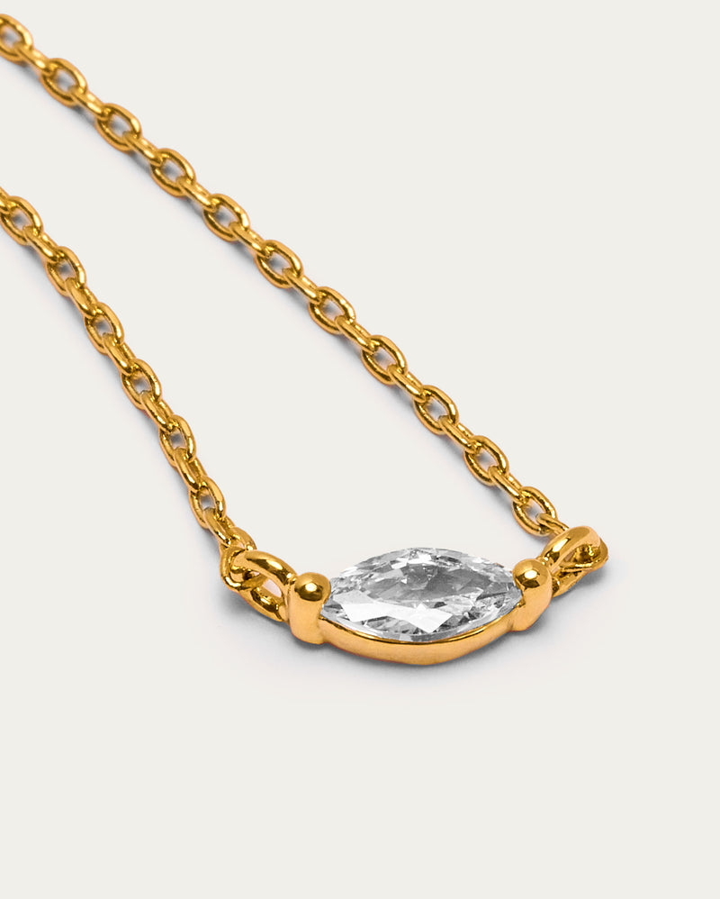 Chain Oval Crystal Pendant Necklace