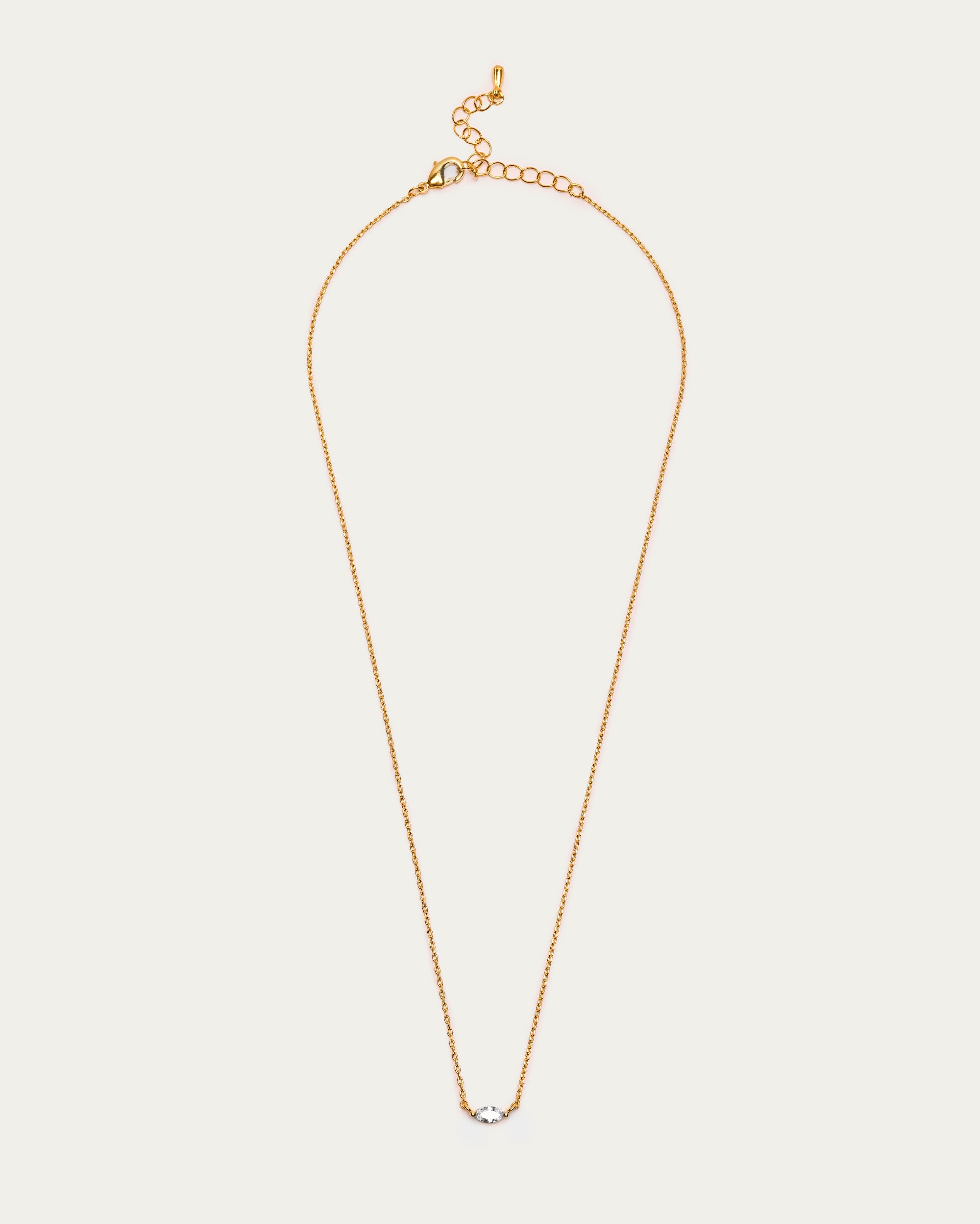 Chain Oval Crystal Pendant Necklace