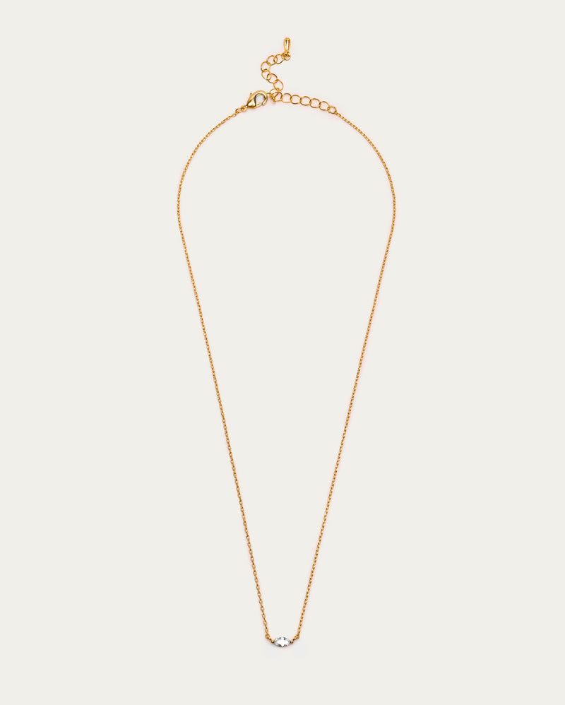 Chain Oval Crystal Pendant Necklace