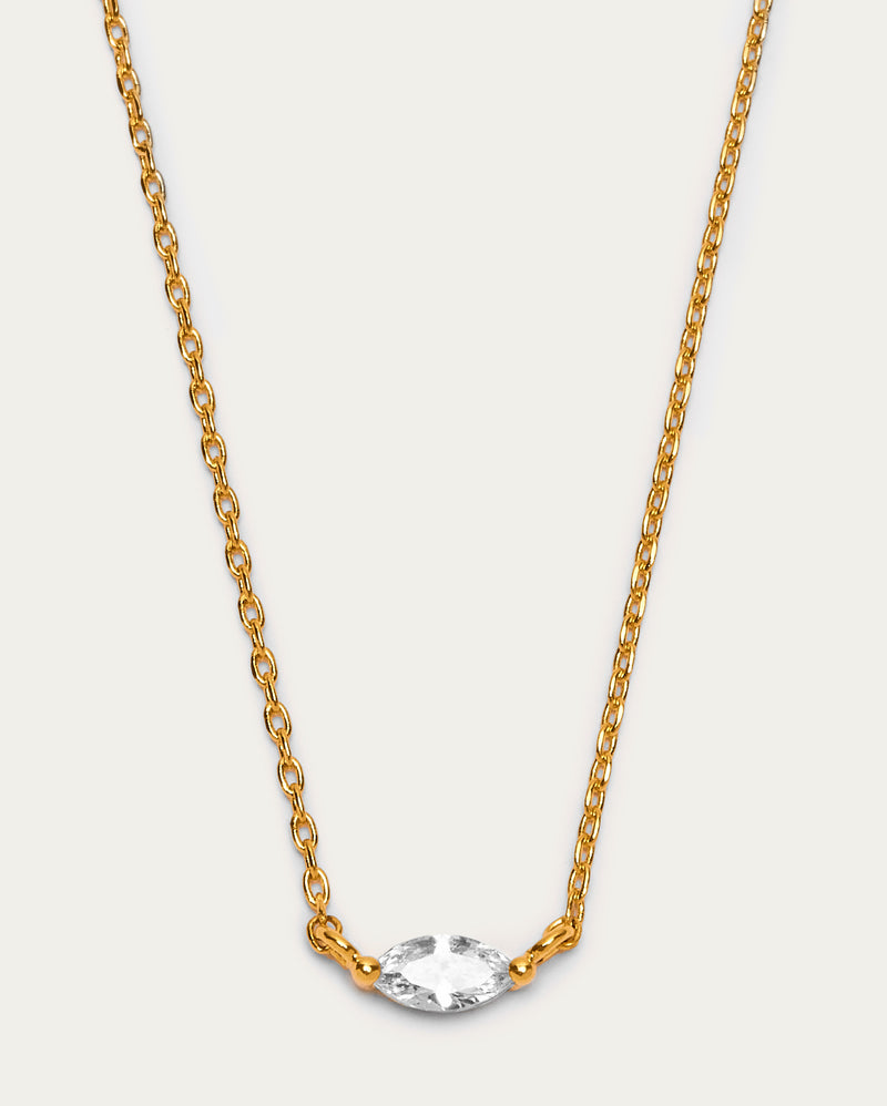 Chain Oval Crystal Pendant Necklace