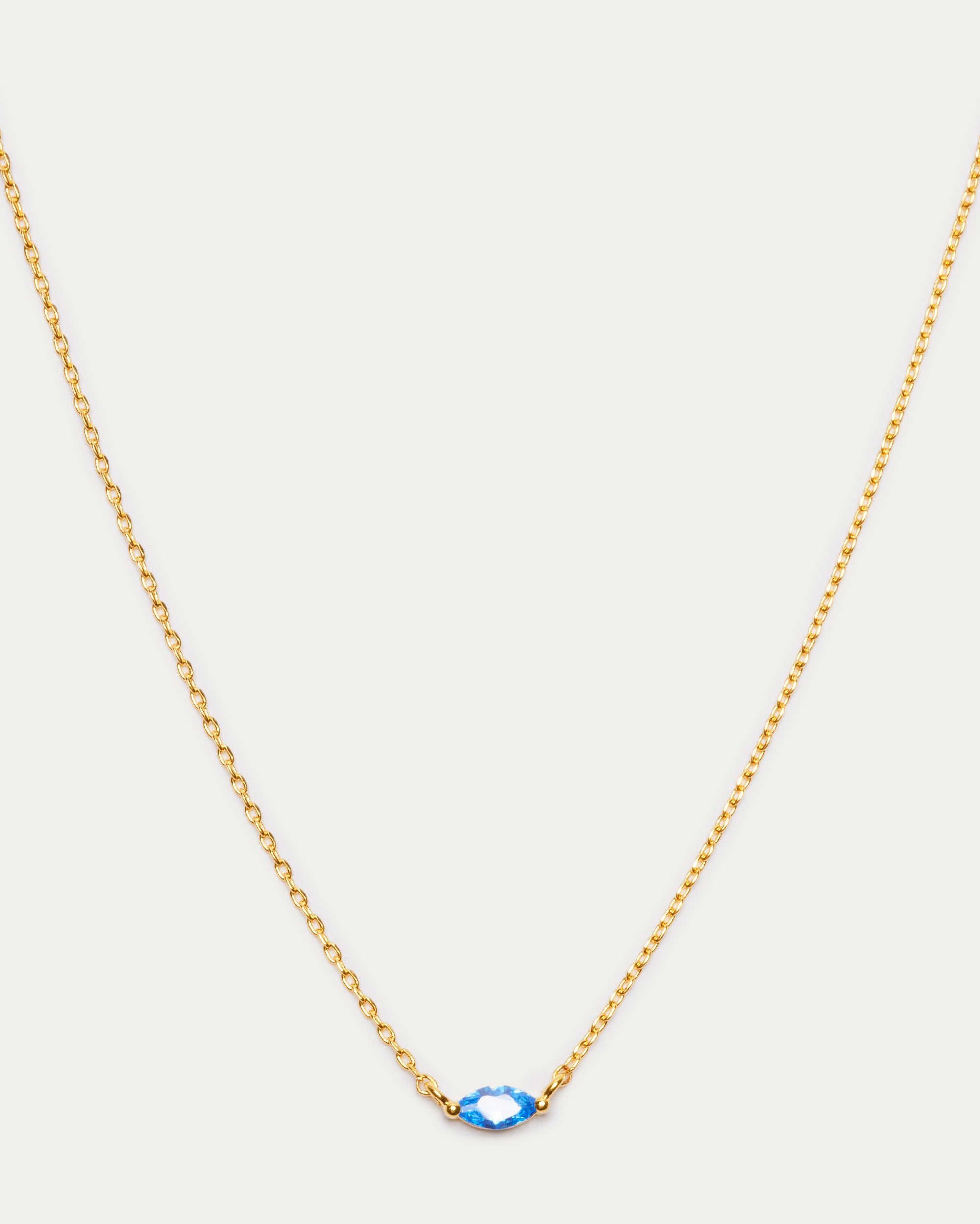 Chain Oval Blue Pendant Necklace