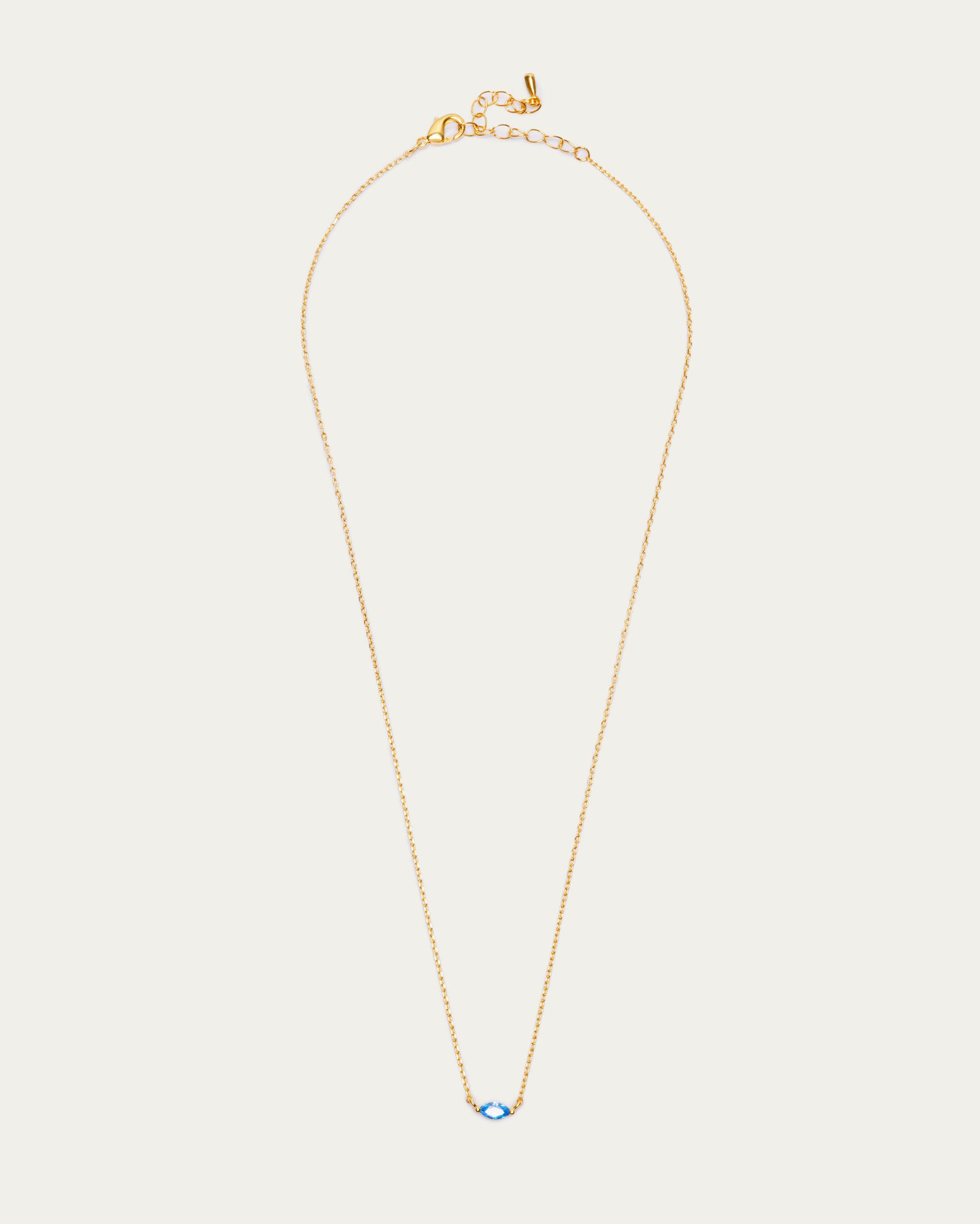 Gold Chain Oval Blue Pendant Necklace