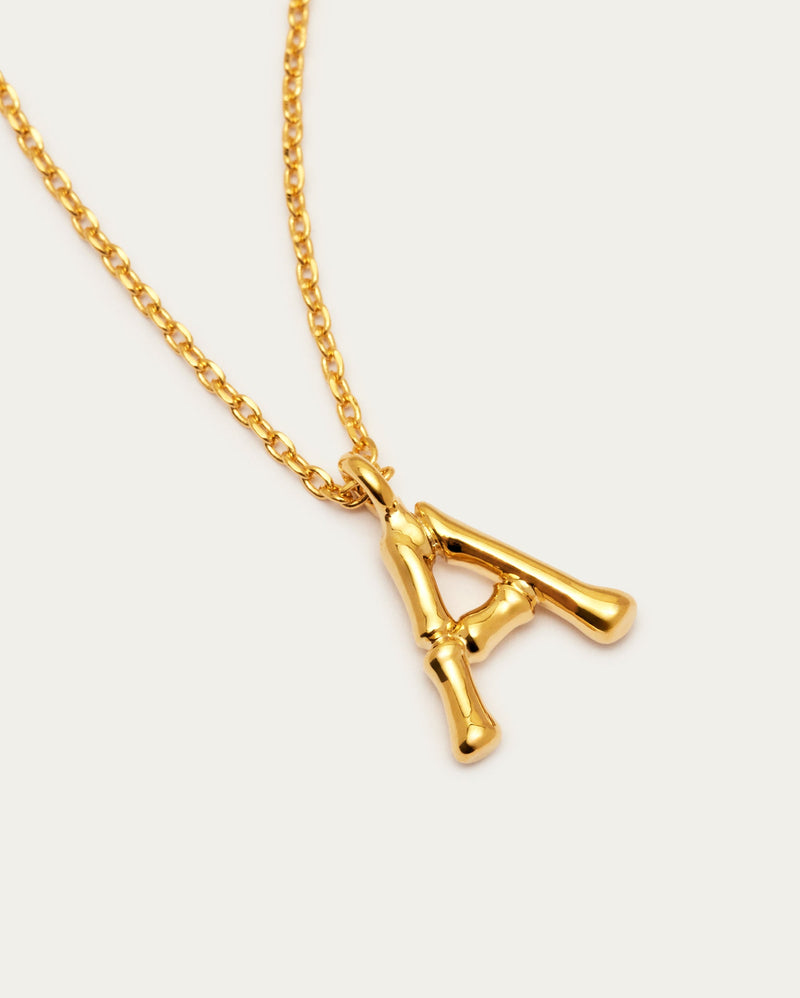 Bamboo Initial A Letter Necklace