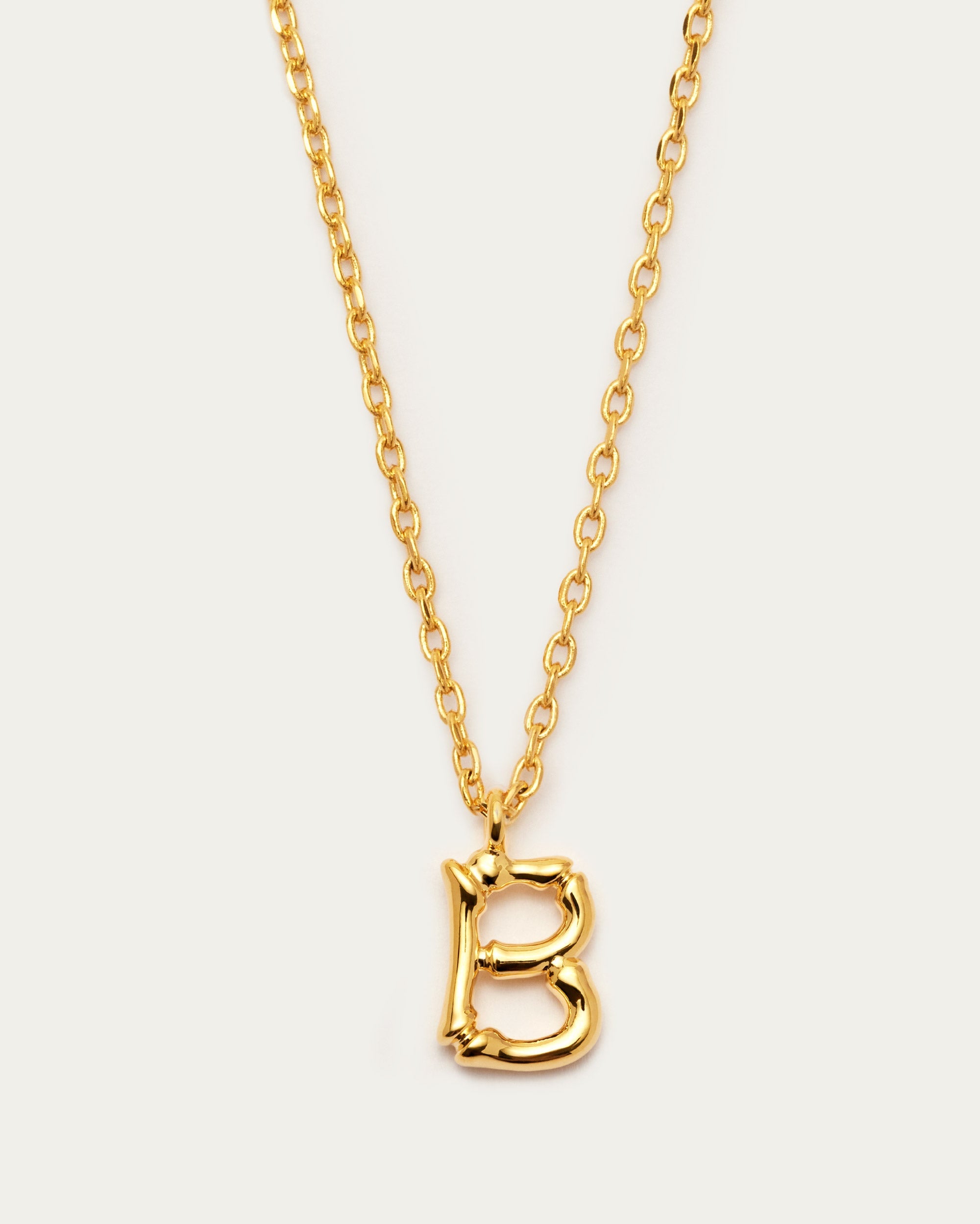 Bamboo Initial B Letter Necklace