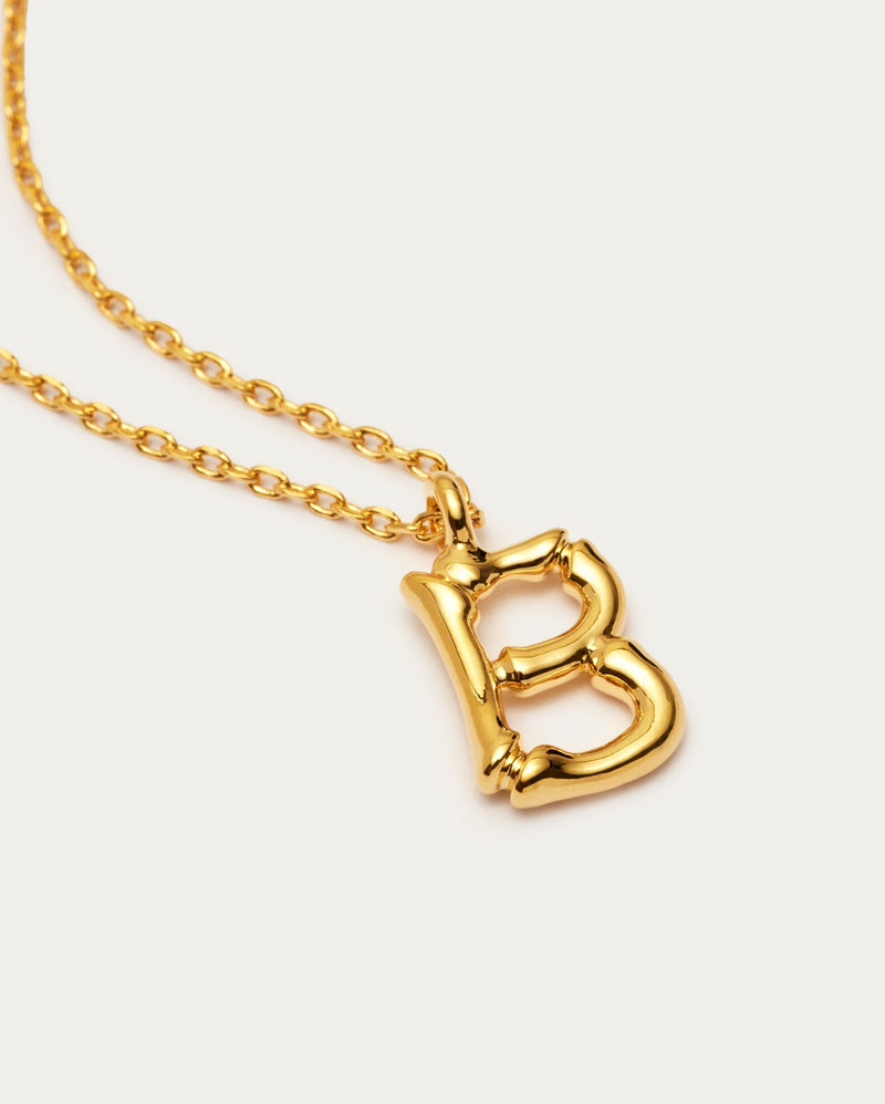 Bamboo Initial B Letter Necklace